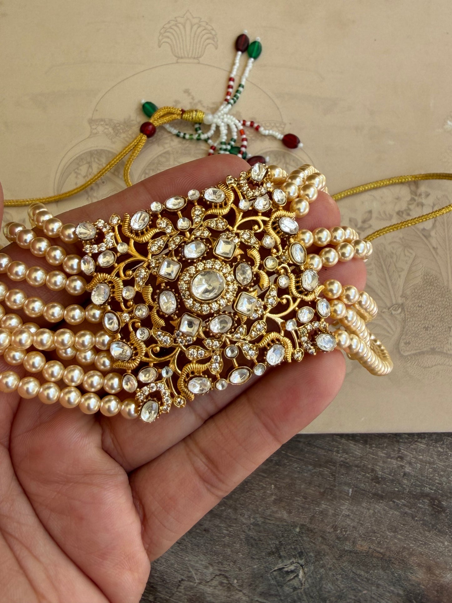 Ananya Kundan Polki and Pearl Choker Necklace set for women
