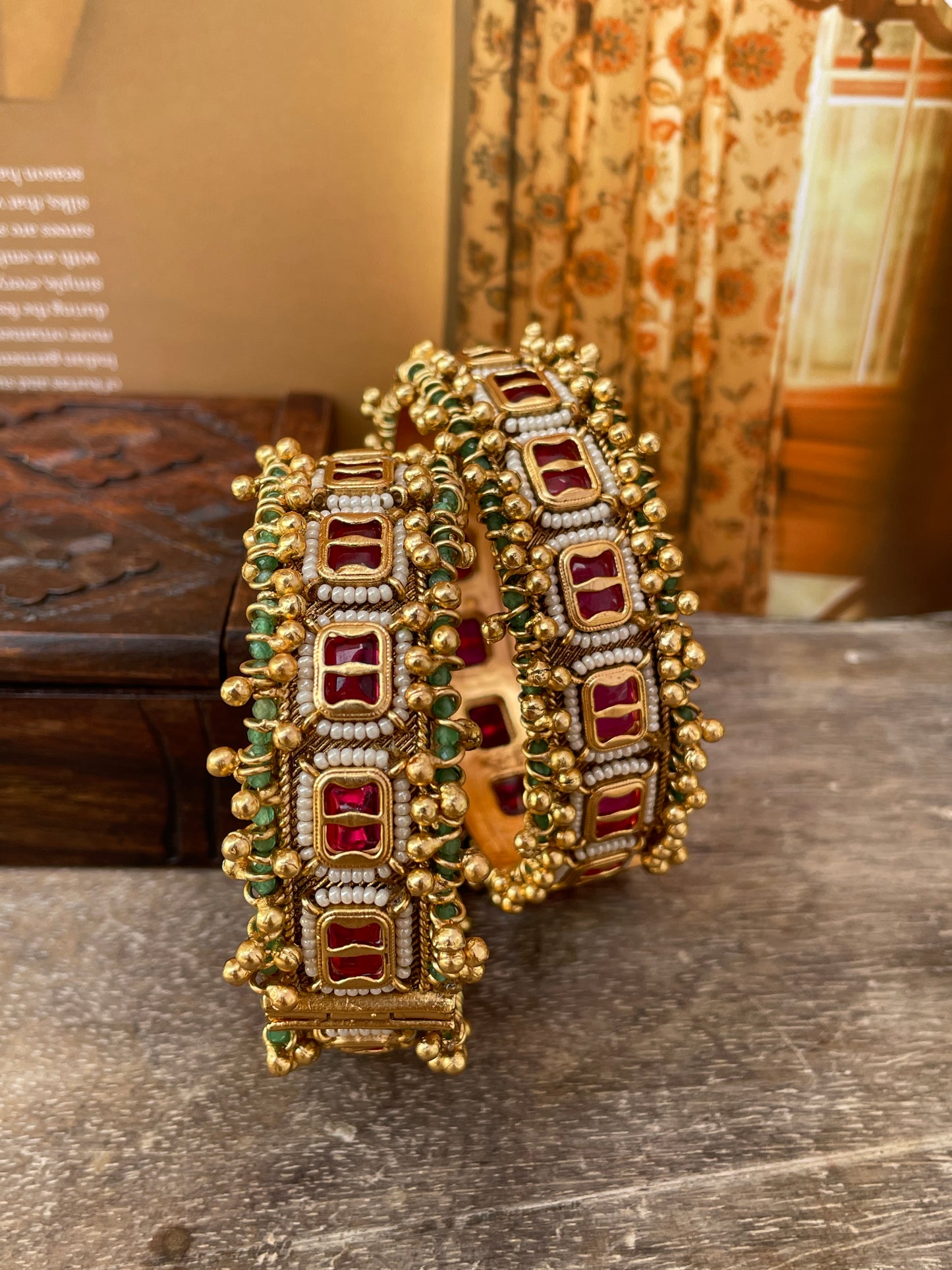 Meeta Antique Openable Bangles-2.4/2.6