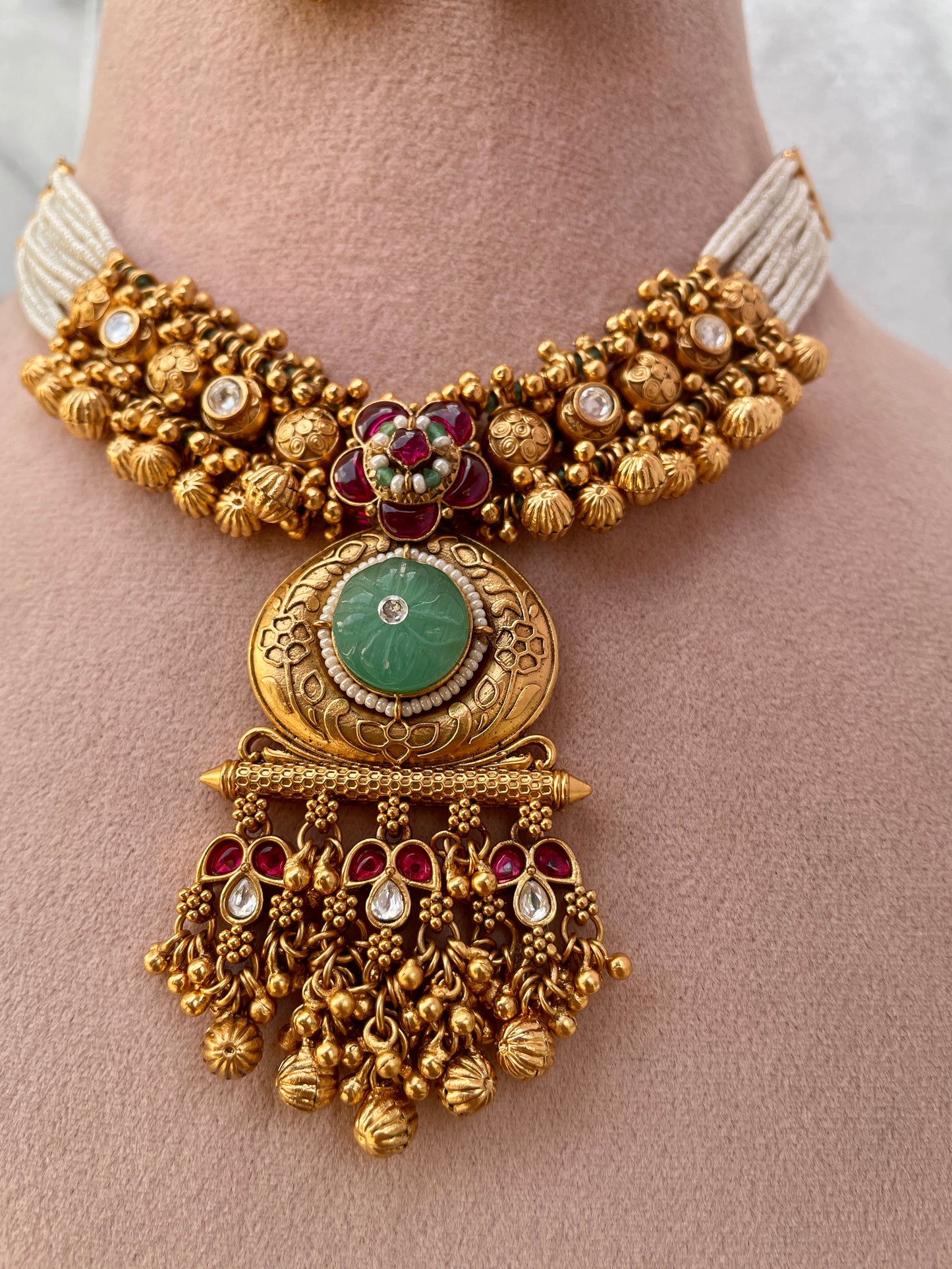 Tatvam Pearl Antique Necklace Set
