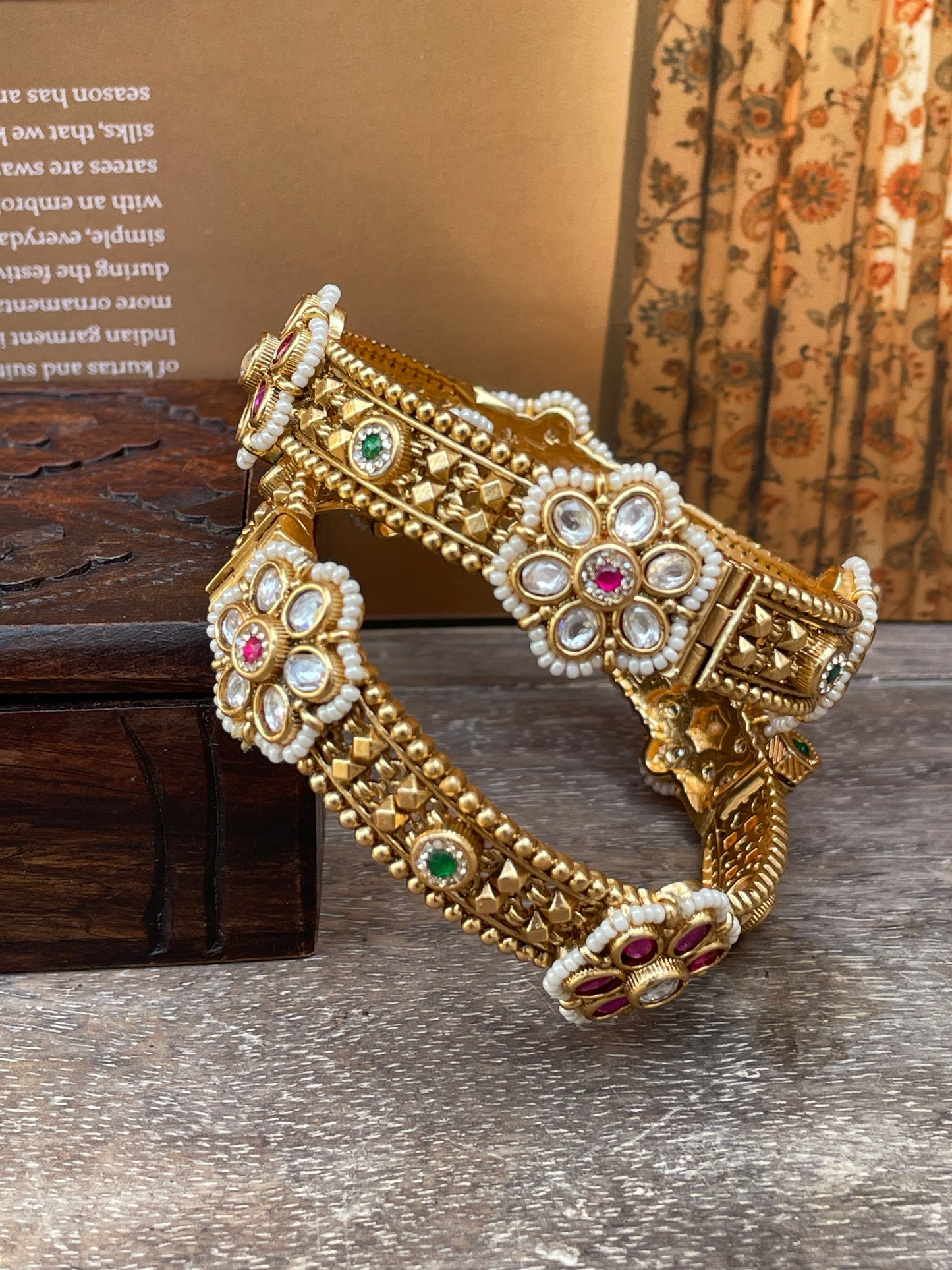 Anvesha Antique Openable Bangles -2.4/2.6