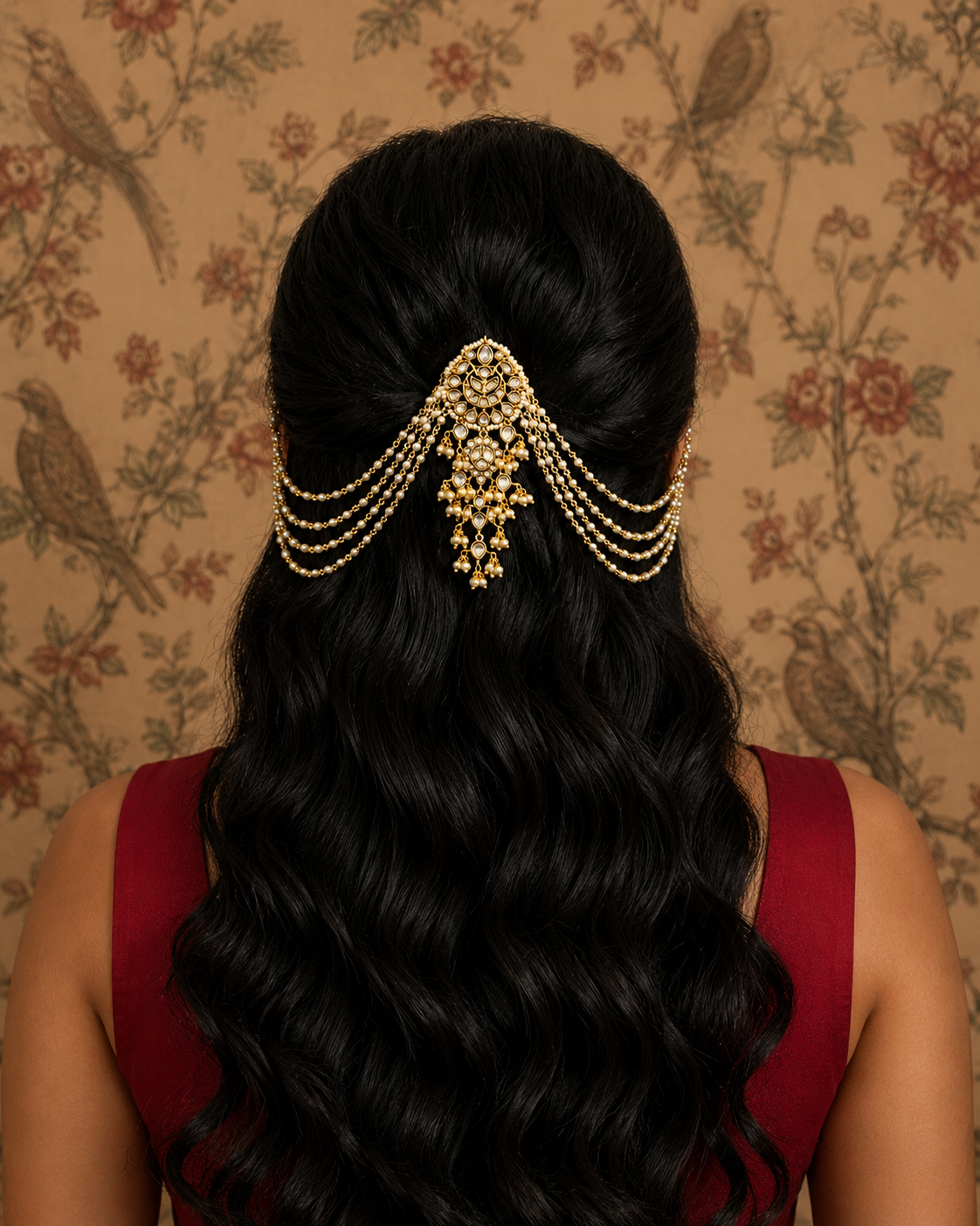 Roysha Kundan Hairclip with Pearl Sahara