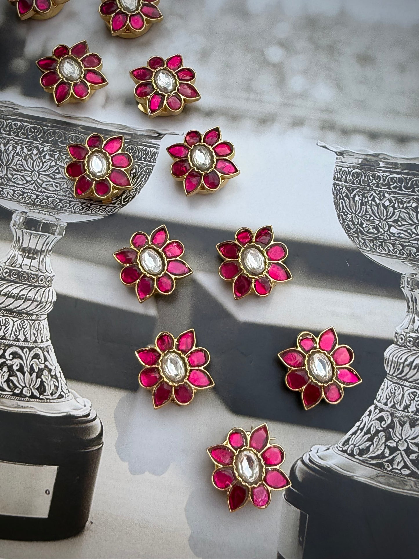 Kamyen Kundan Kurta/Shirt Button Set of 3