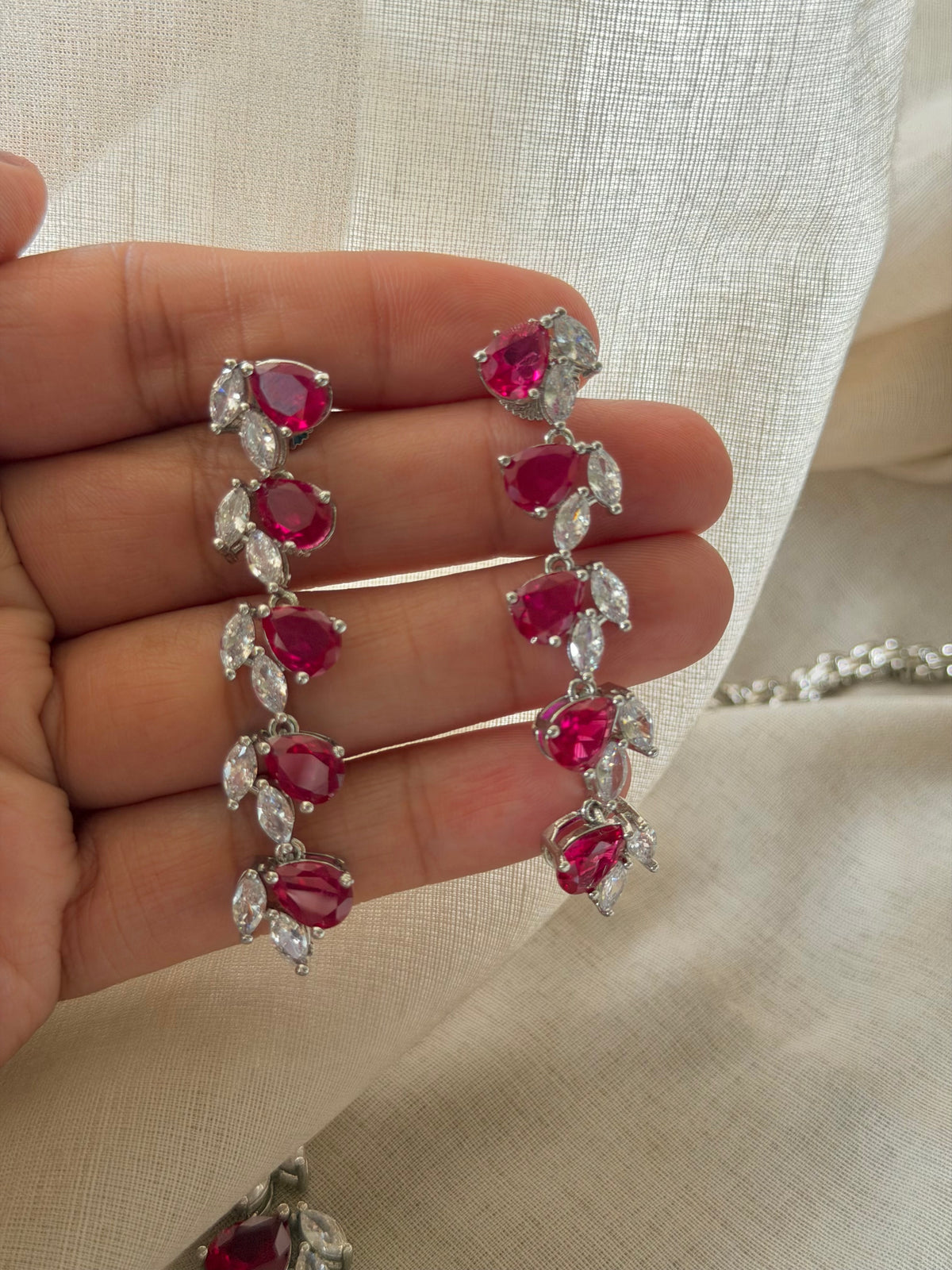 Sharvari Ruby Zircon Necklace Set