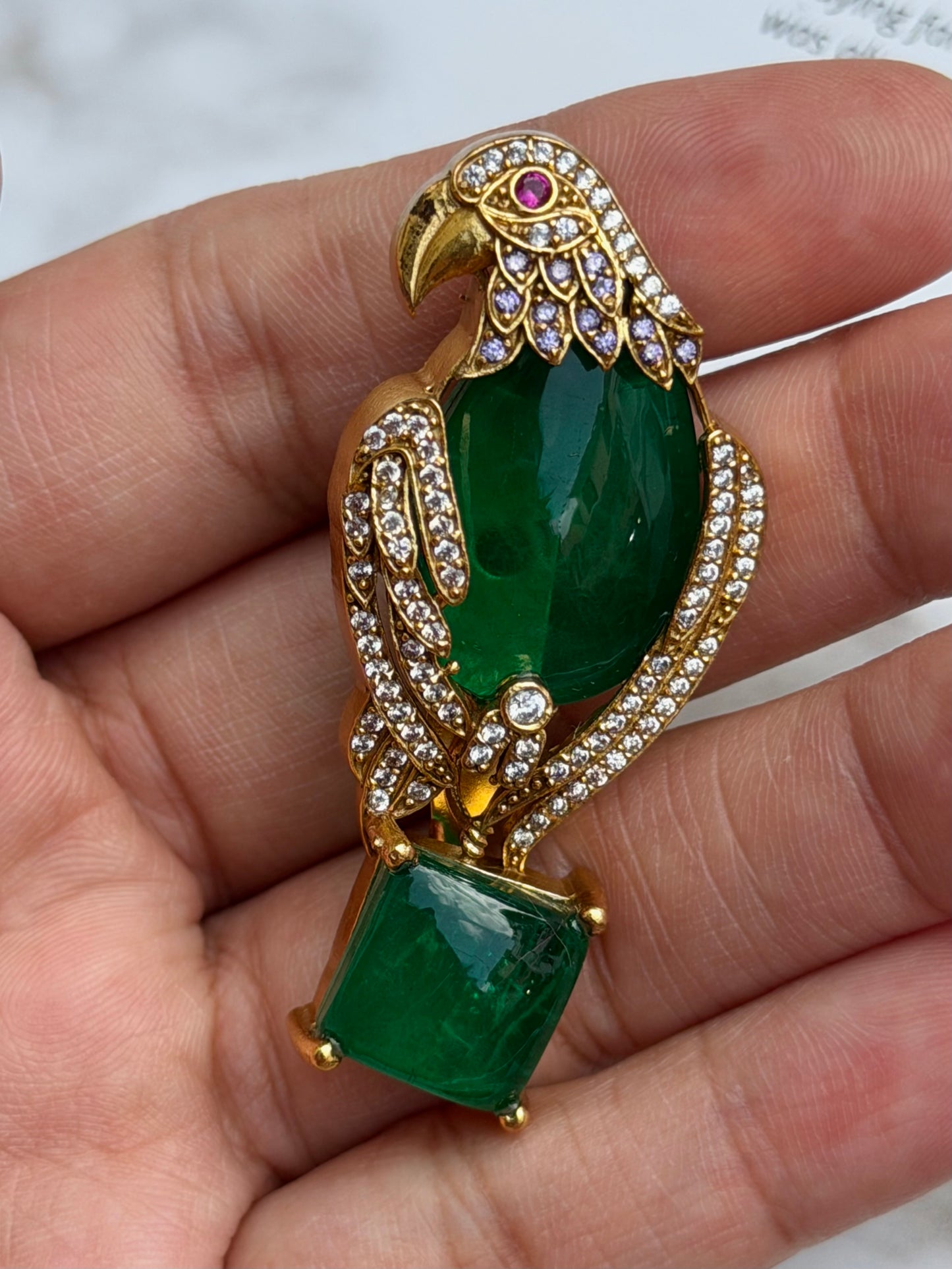Bagga Eagle Green Zircon Brooch