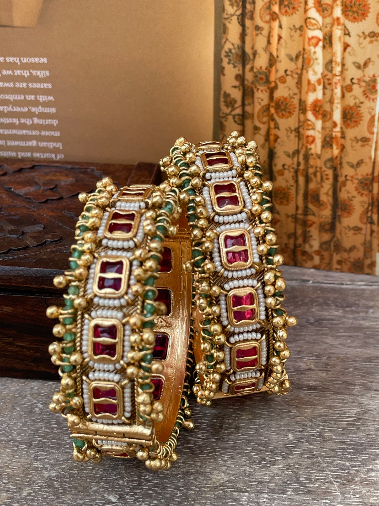 Meeta Antique Openable Bangles-2.4/2.6