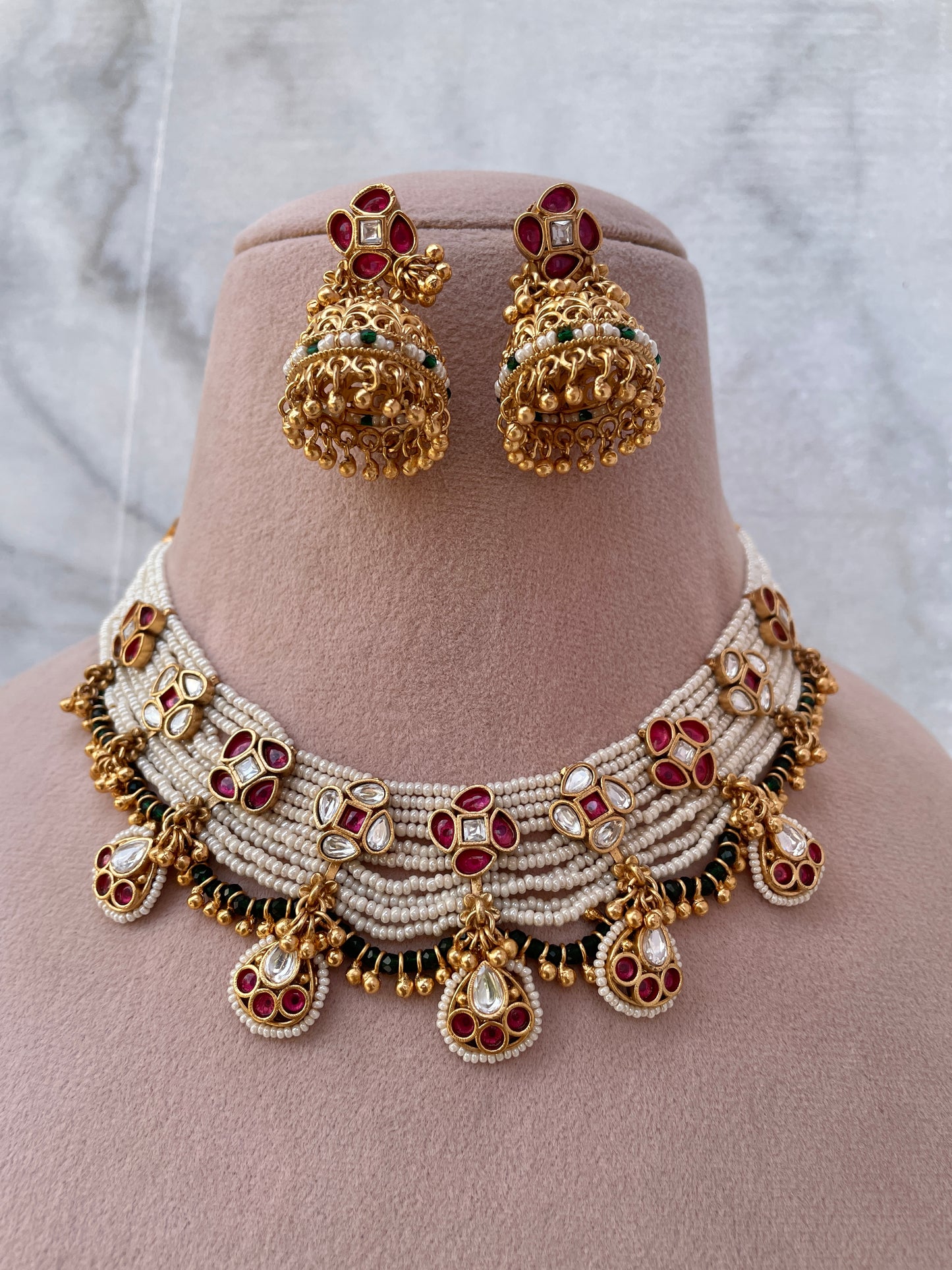 Tasha Antique Pearl Necklace Set