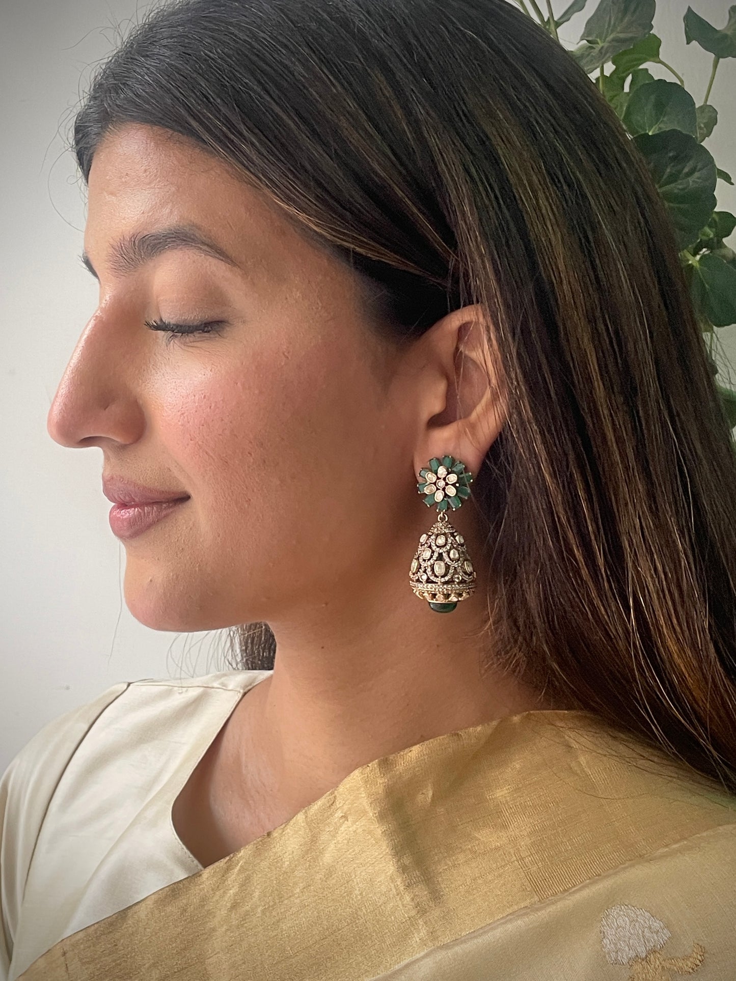 Sayali Emerald Polki Jhumkis
