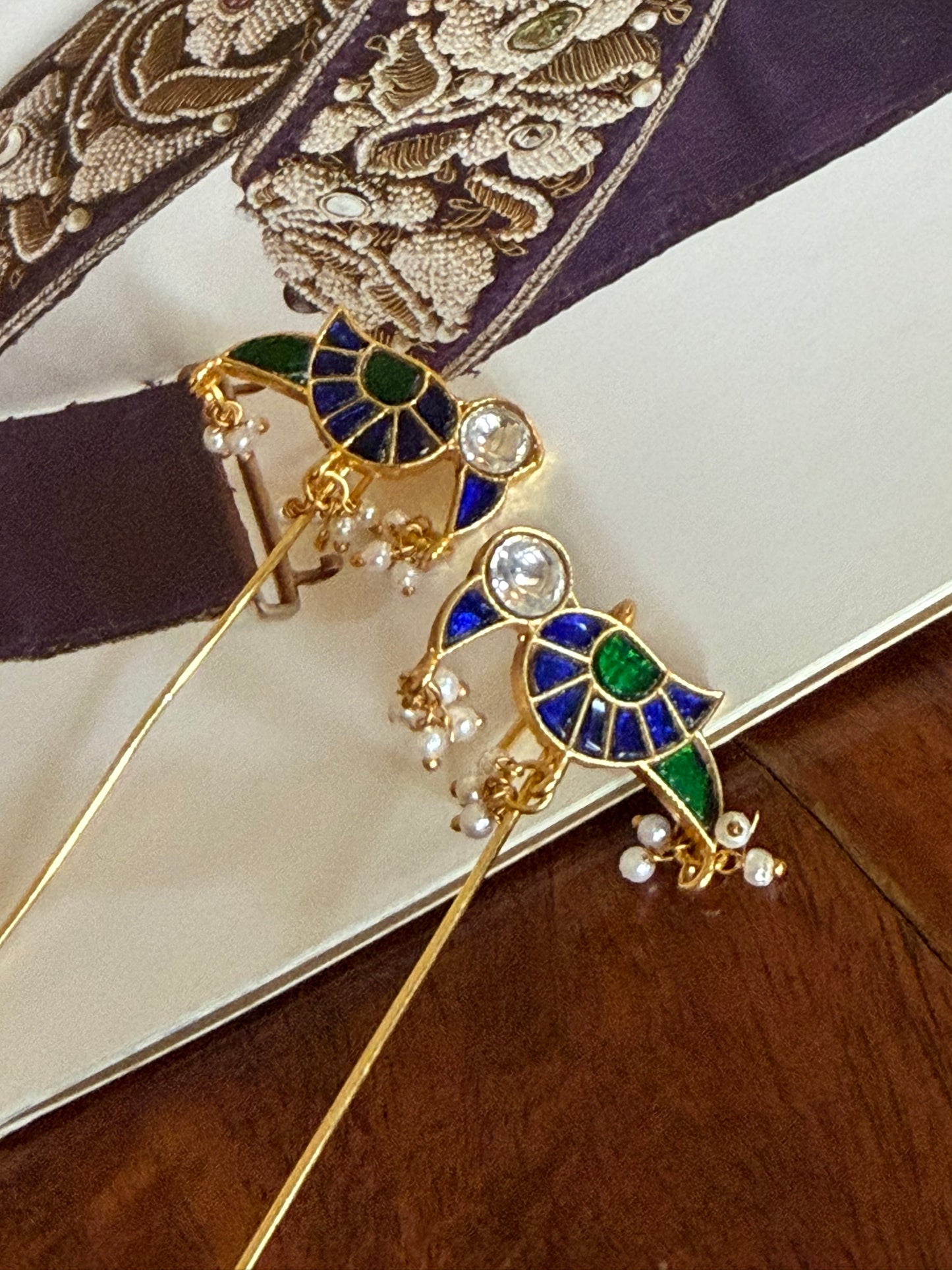 Aplana Bird Blue Green Earrings