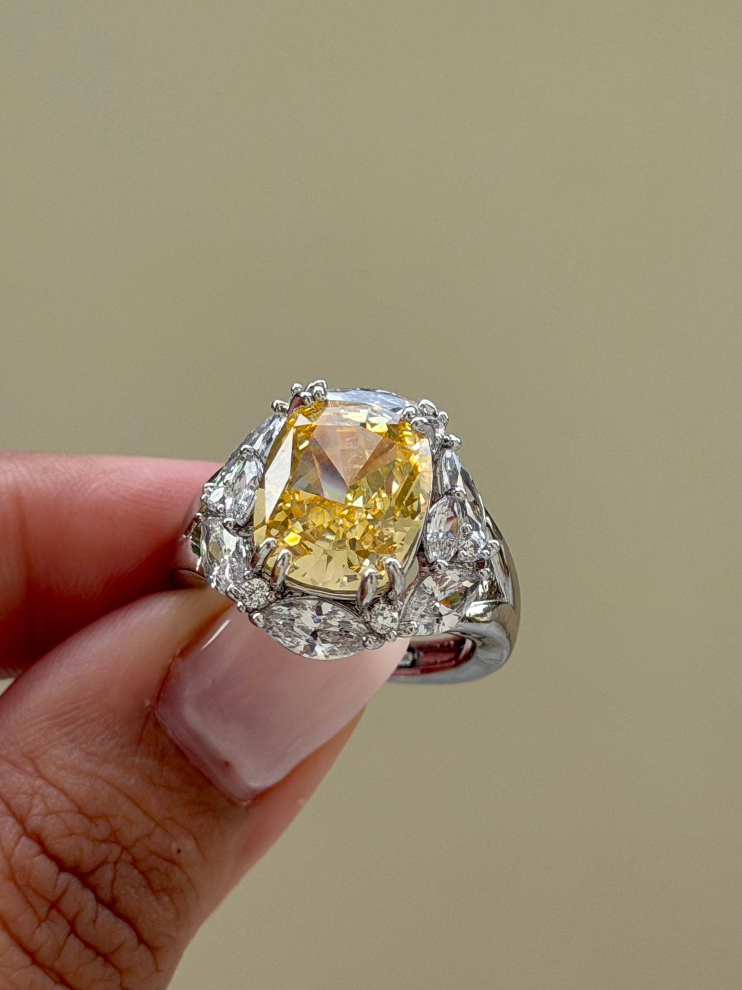 Haseena Yellow Diamond Zircon Ring- Adjustable