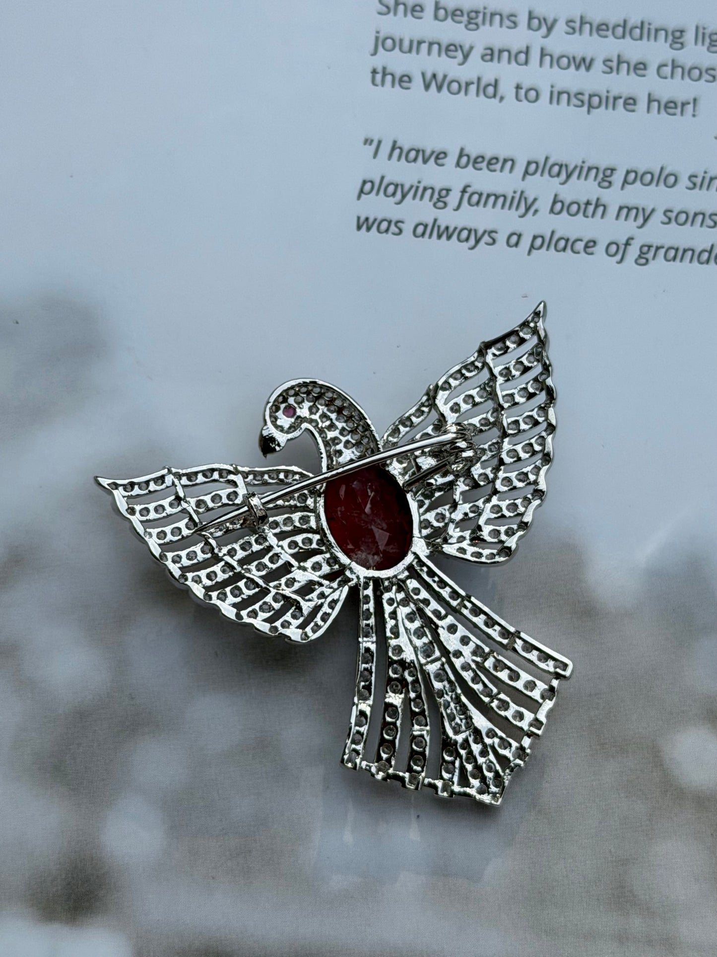 Edul Mens Zircon Brooch- Red