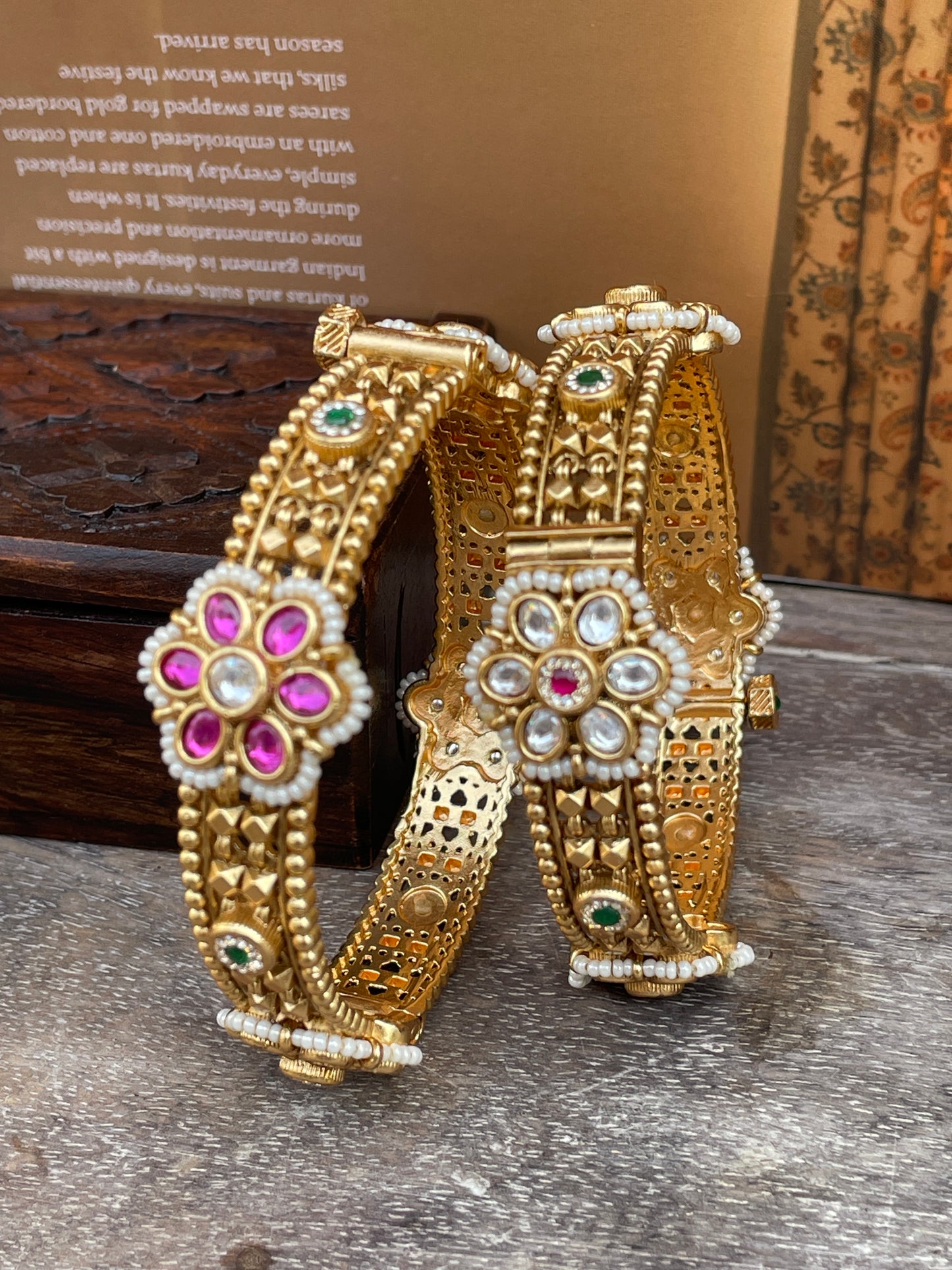Anvesha Antique Openable Bangles -2.4/2.6