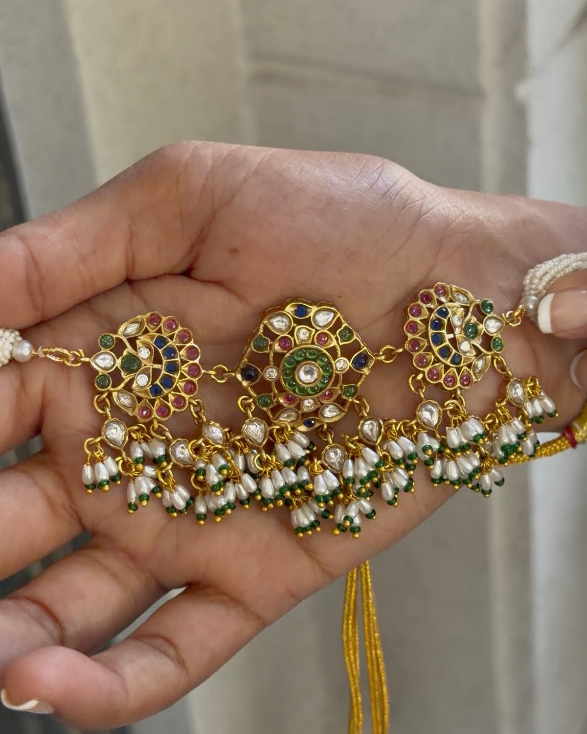 Magar Jodi Multicolour Polki Choker Necklace Set