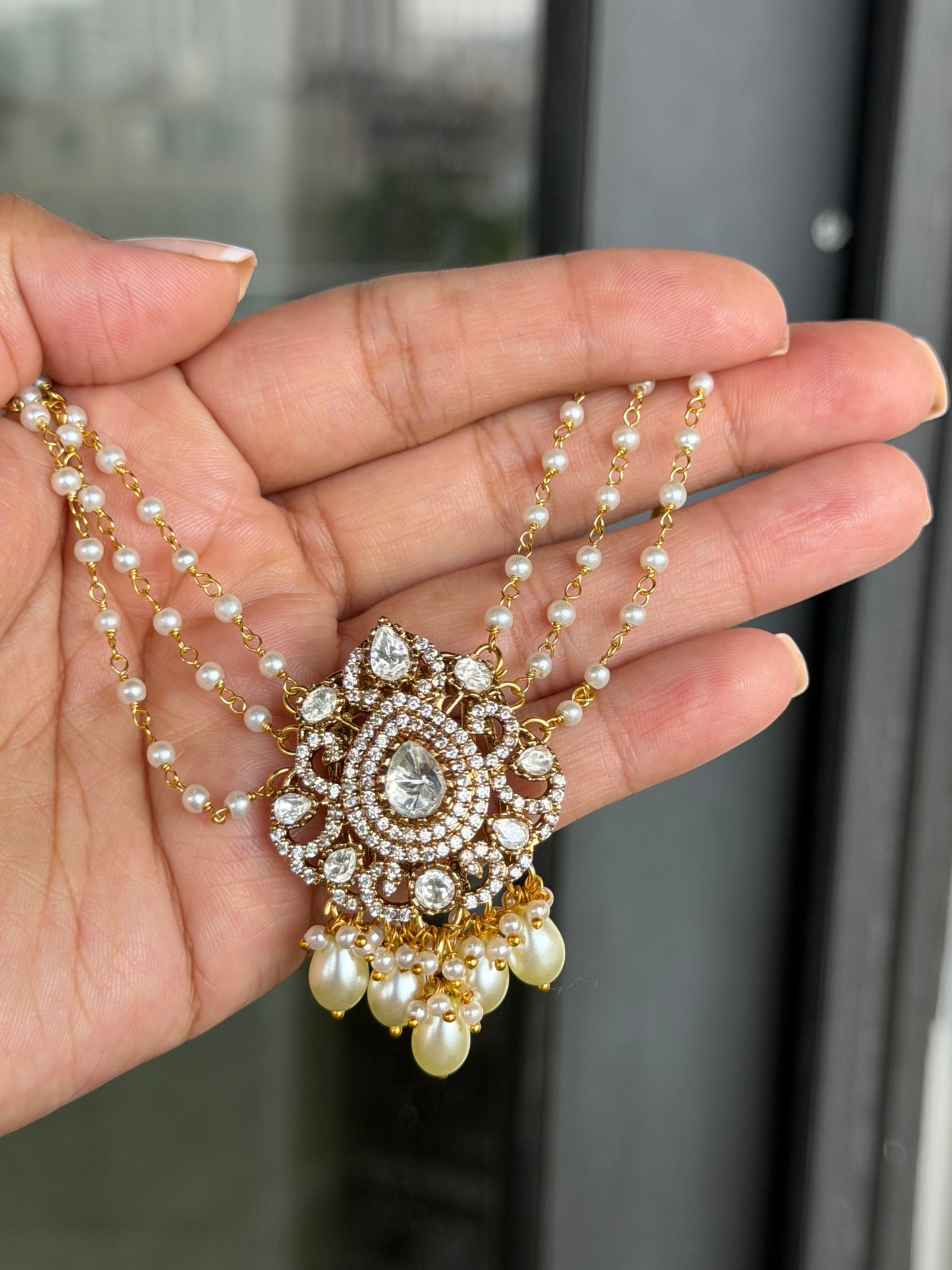 Loveena Hair Pin with Pearl Sahara for Weddings and Festive Wear