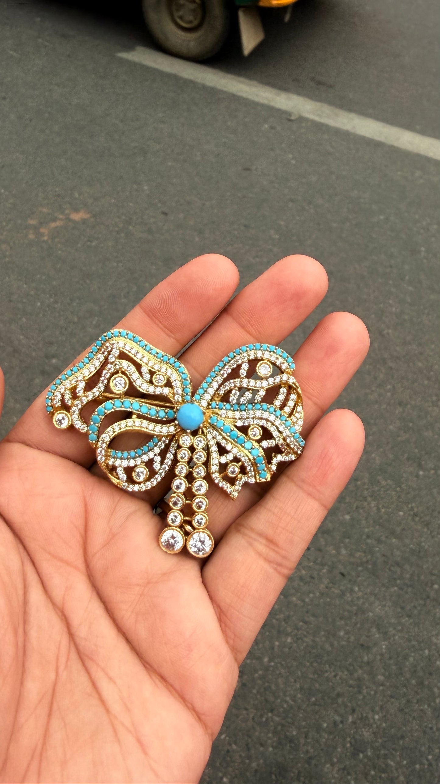 Bow Brooch- Turquoise