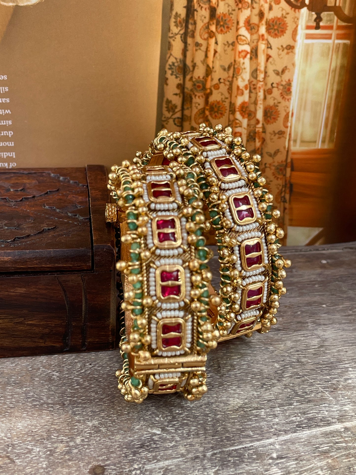Meeta Antique Openable Bangles-2.4/2.6