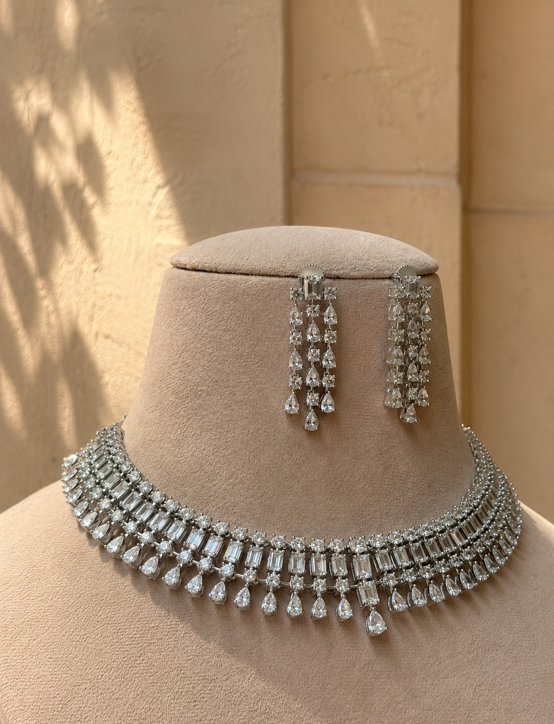 Arnaqa American Diamond Necklace Set for Women for Festive and Wedding Wear