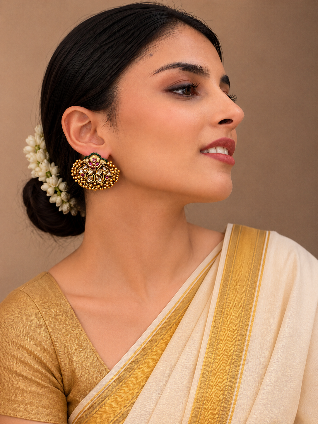 Saloni Antique Gold Ghungroo Tukda Stud Earrings