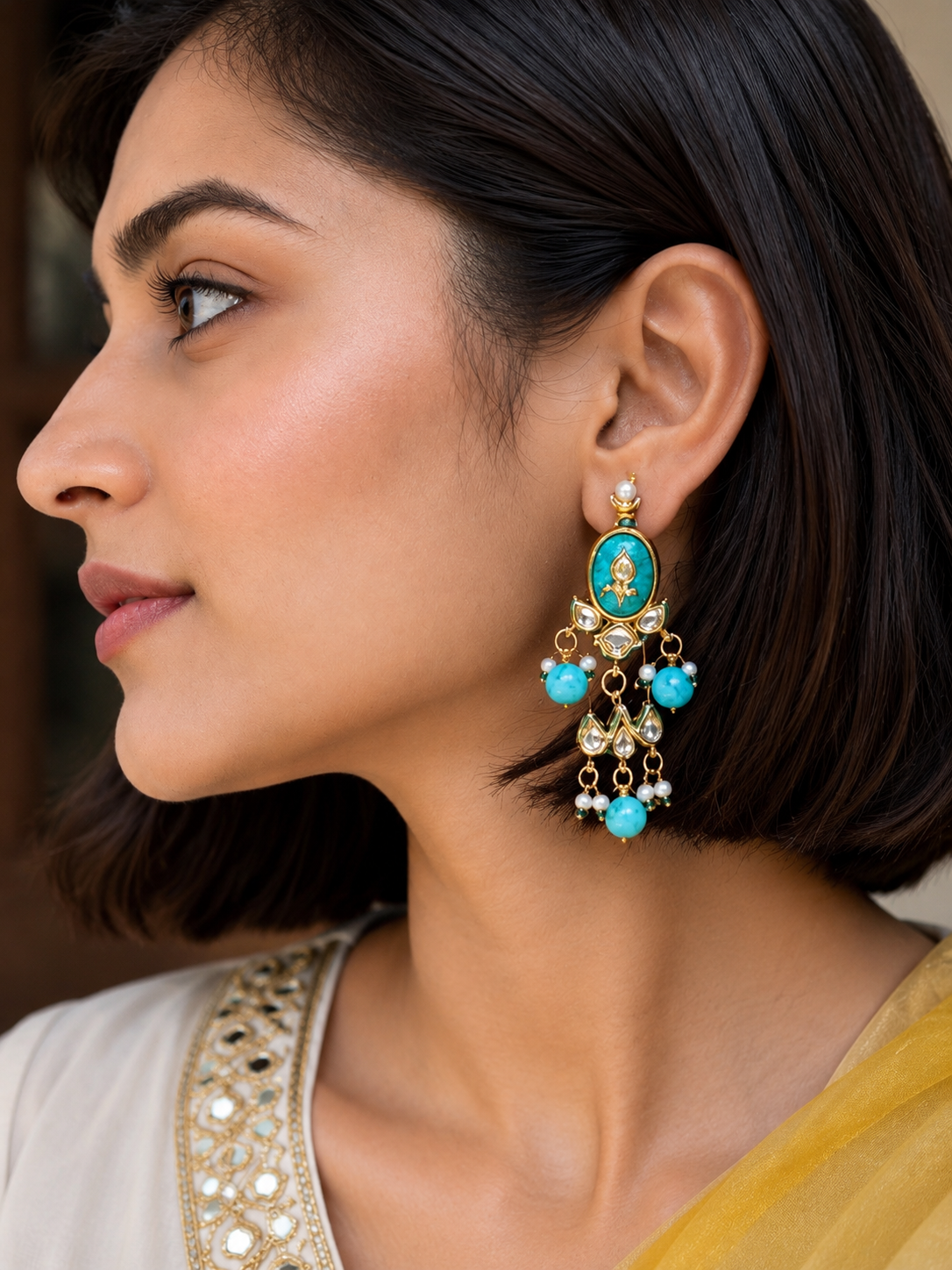 Aasma Kundan Turquoise Earrings