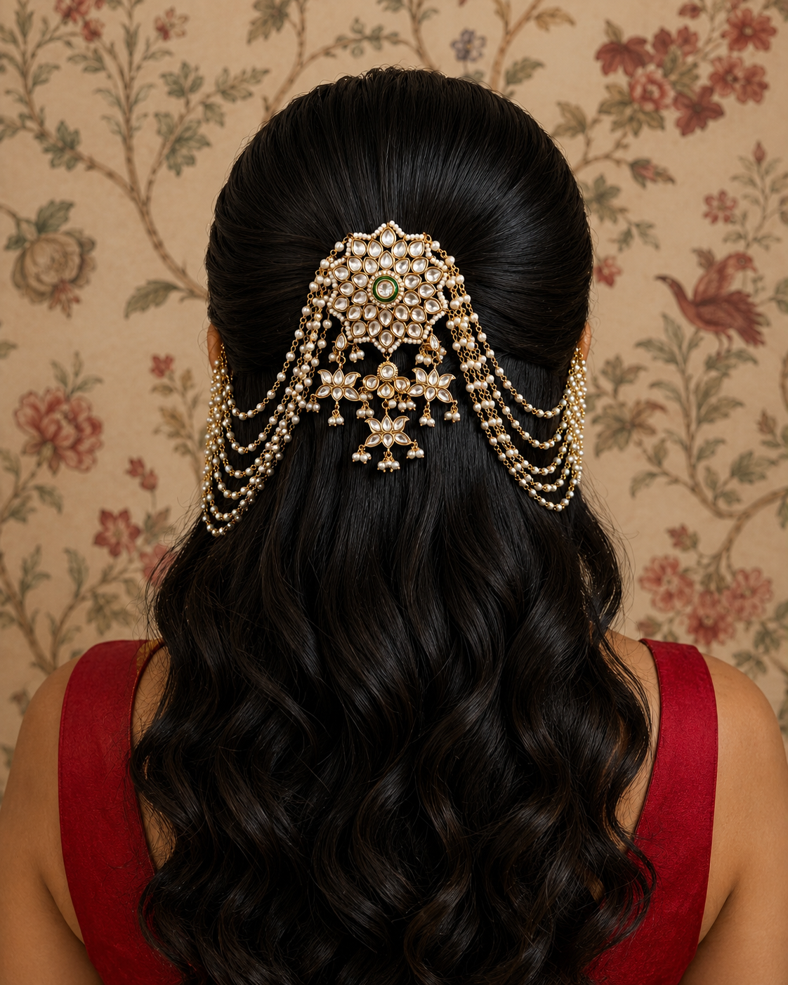 Devara Hair Clip with Kundan & Pearls for Wedding & Festive Hairstyle