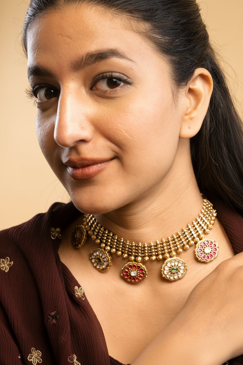 Sunitha Antique Gold Necklace Set