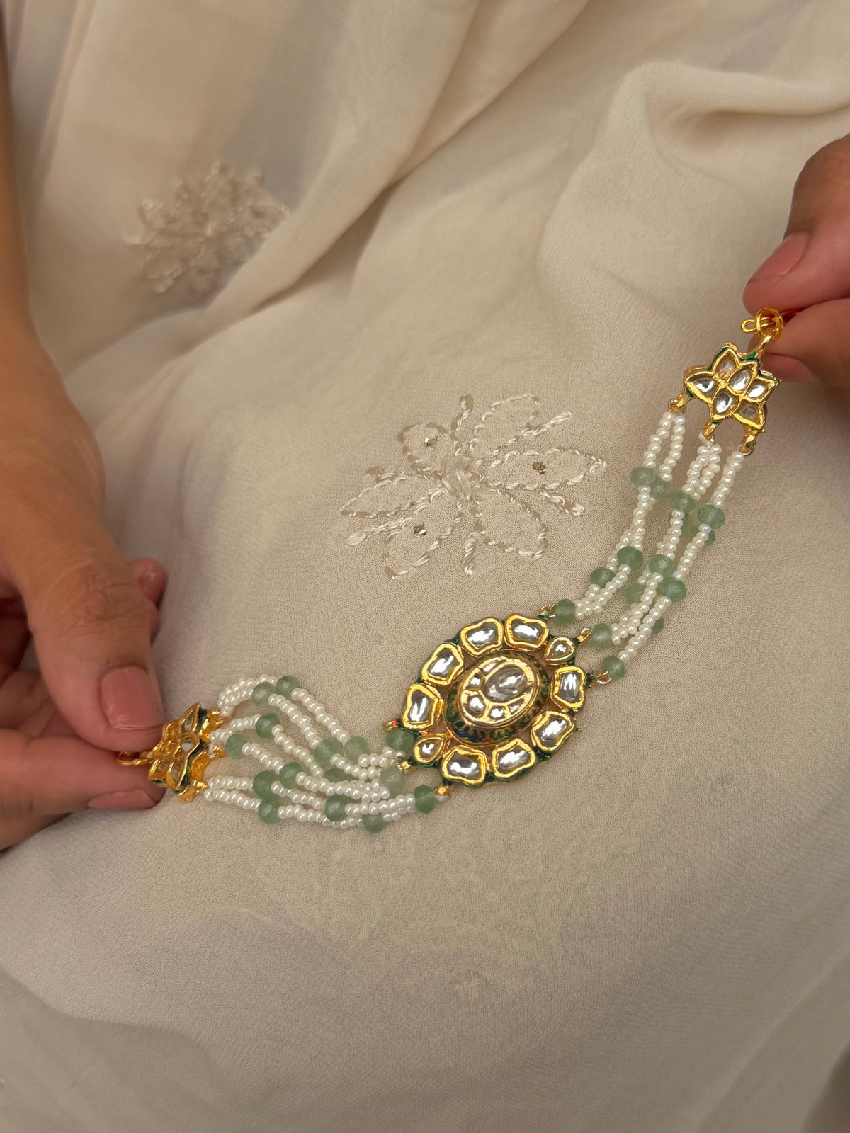Sahara Green Kundan Bracelet