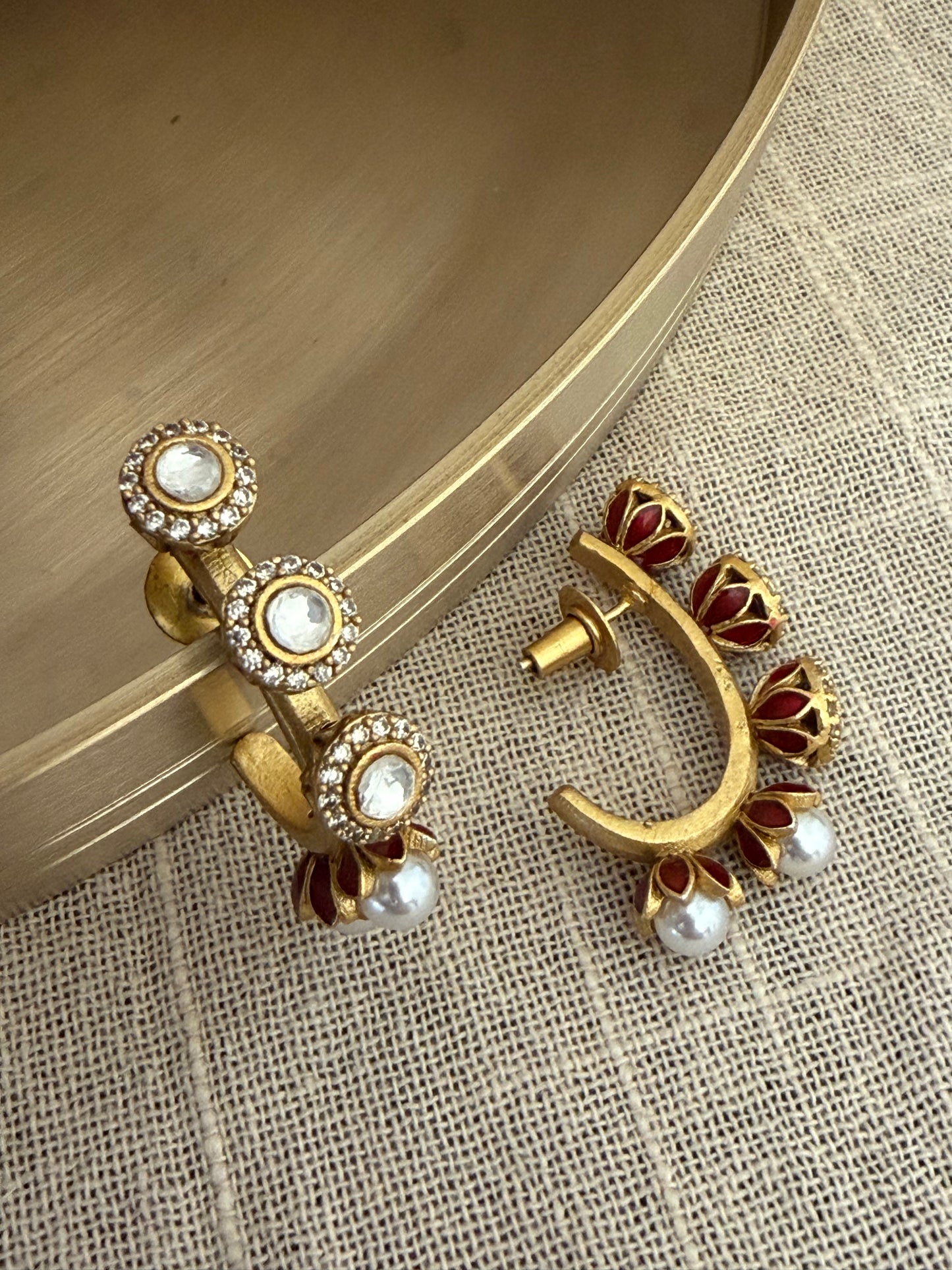 Ark Kundan Enamel Hoop Earrings