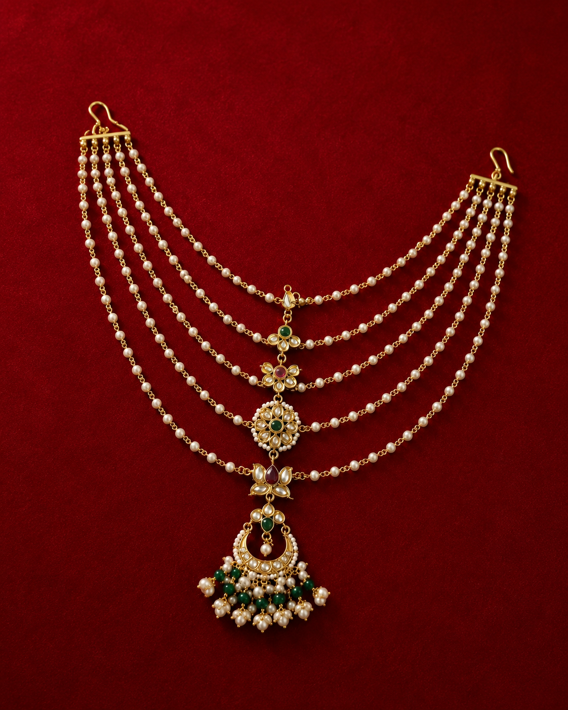 Agni Kundan Hairclip with Pearl Sahara for Wedding and Festive Wear