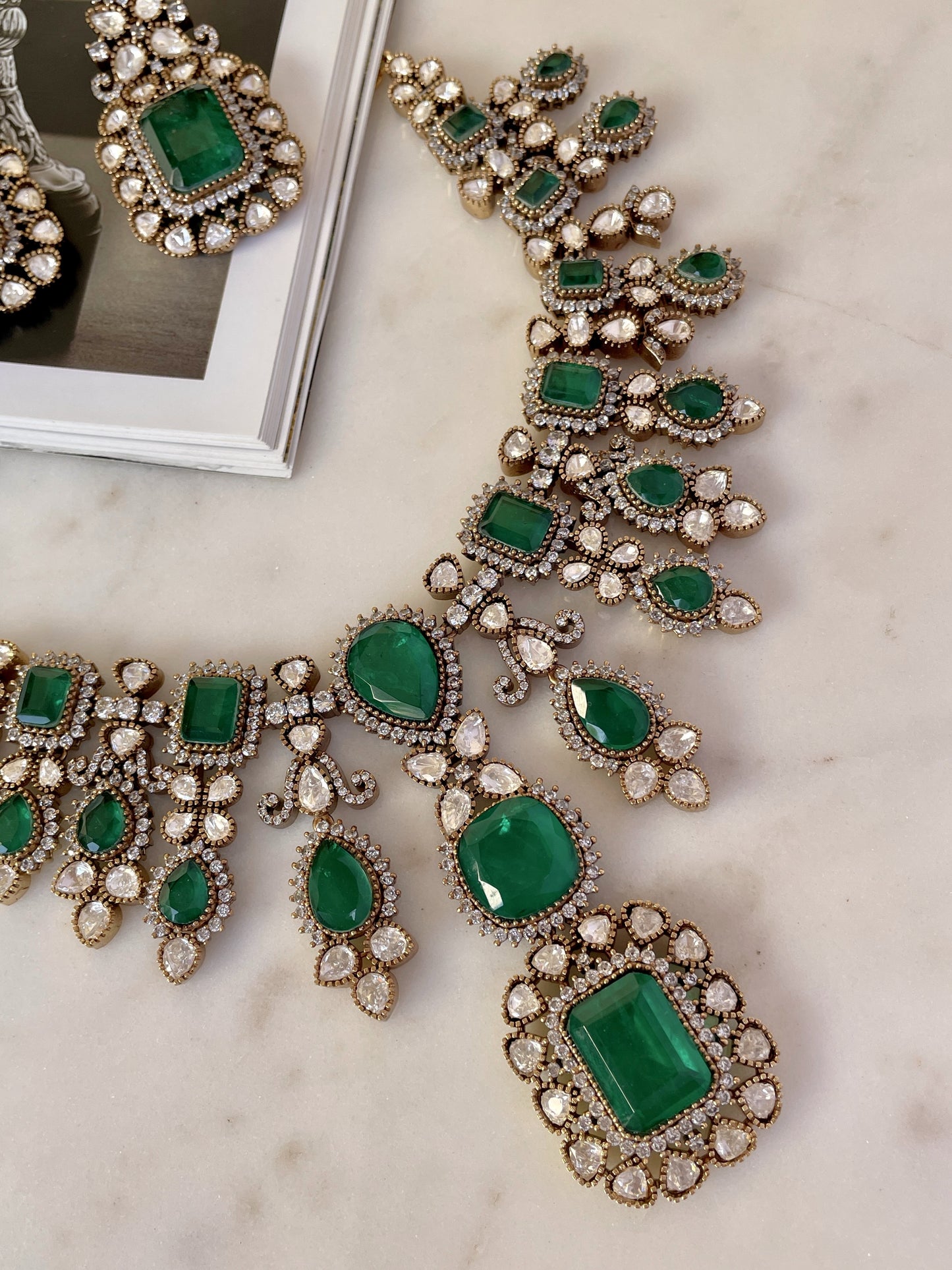 Pre Order- Reva Emerald Necklace Set