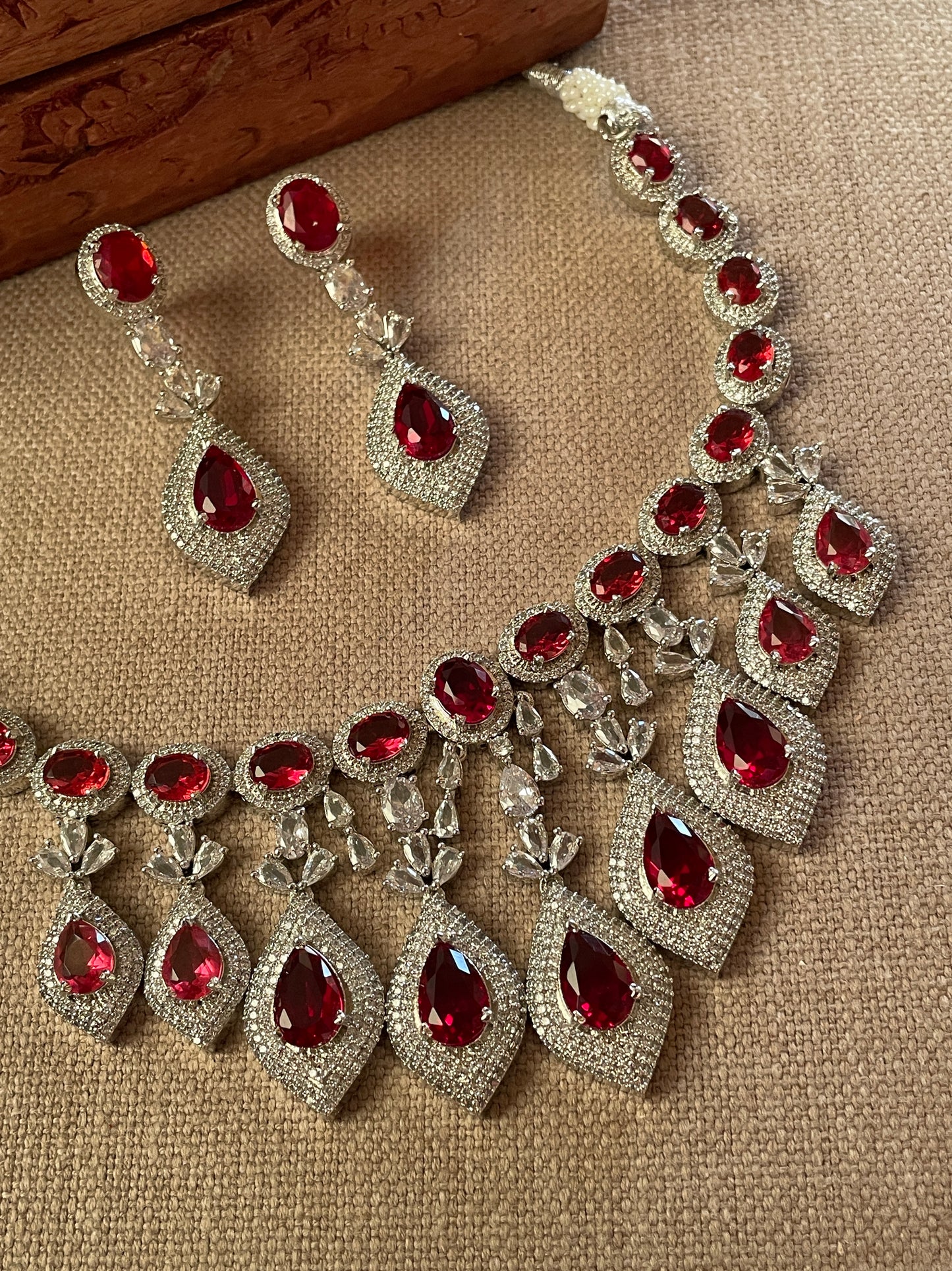 Zariin Ruby Zircon Necklace Set