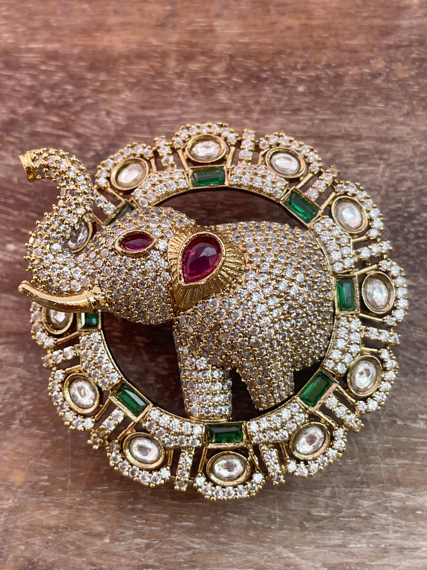 Gajraj Emerald Zircon Brooch
