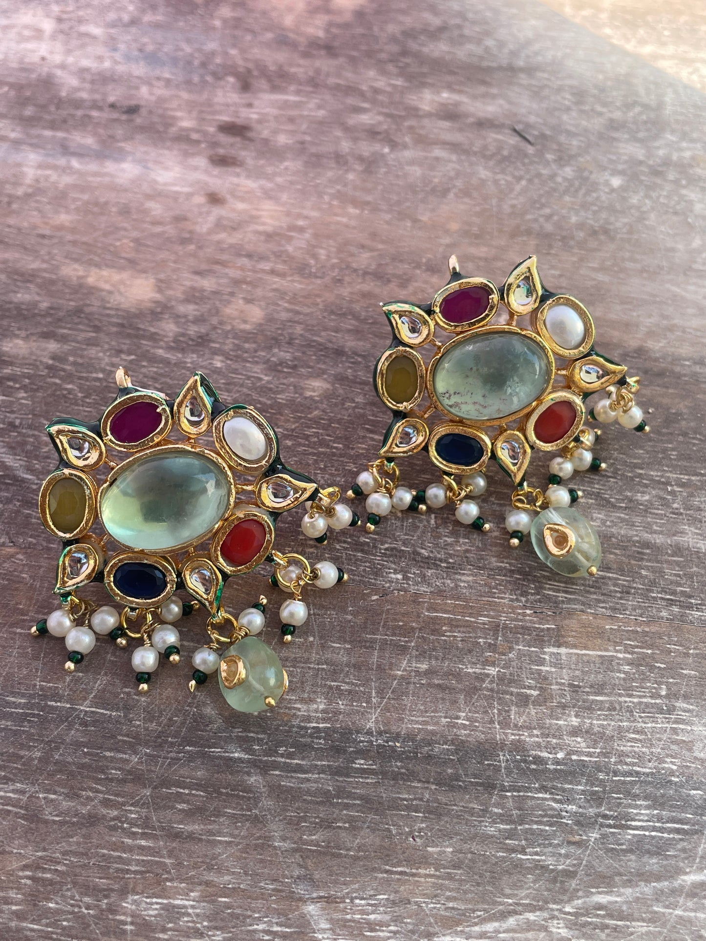 Ratna Kundan Navratna Studs