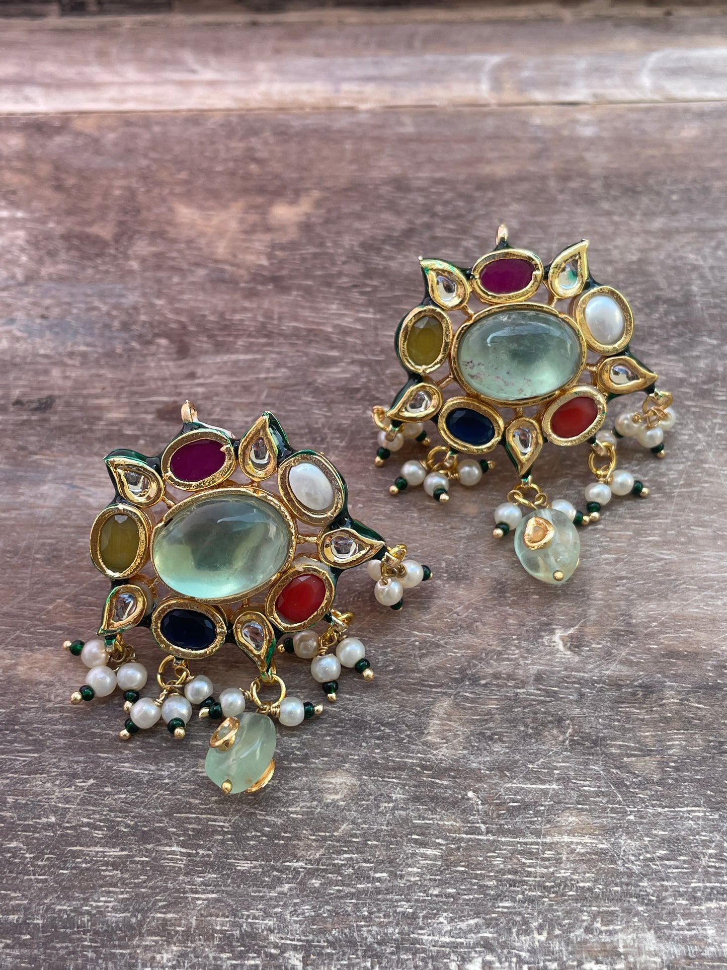 Ratna Kundan Navratna Studs