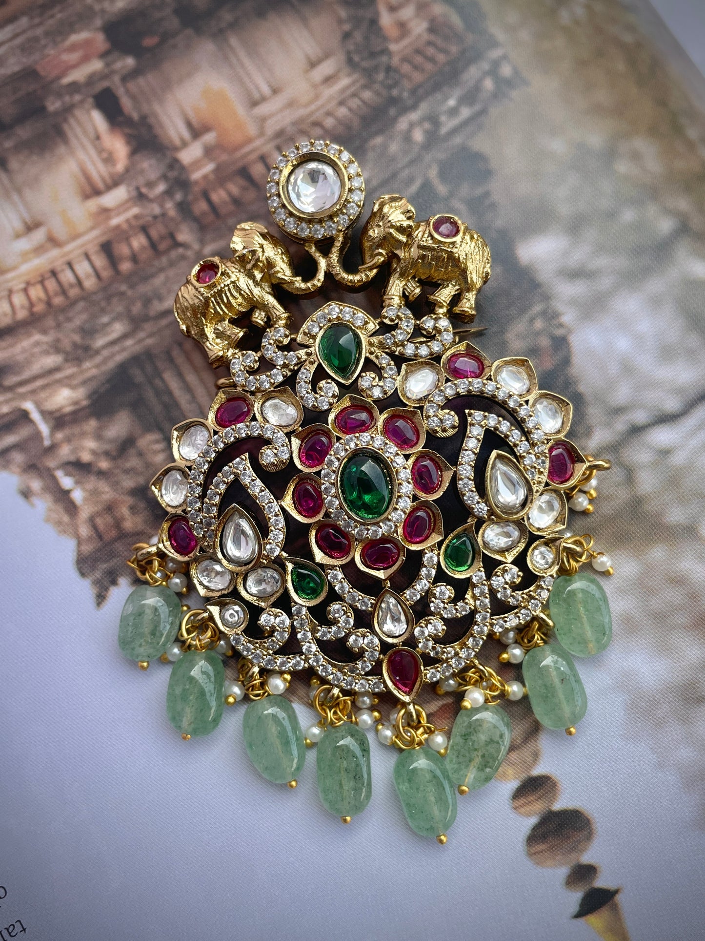 Kirit Heritage Polki Brooch