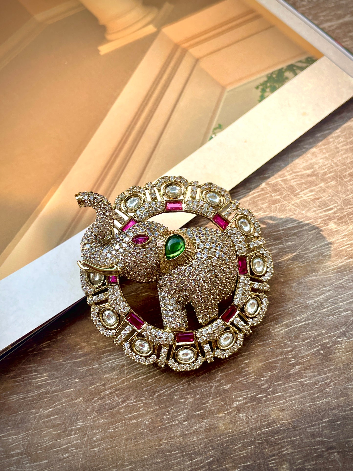 Gajraj Ruby Zircon Brooch