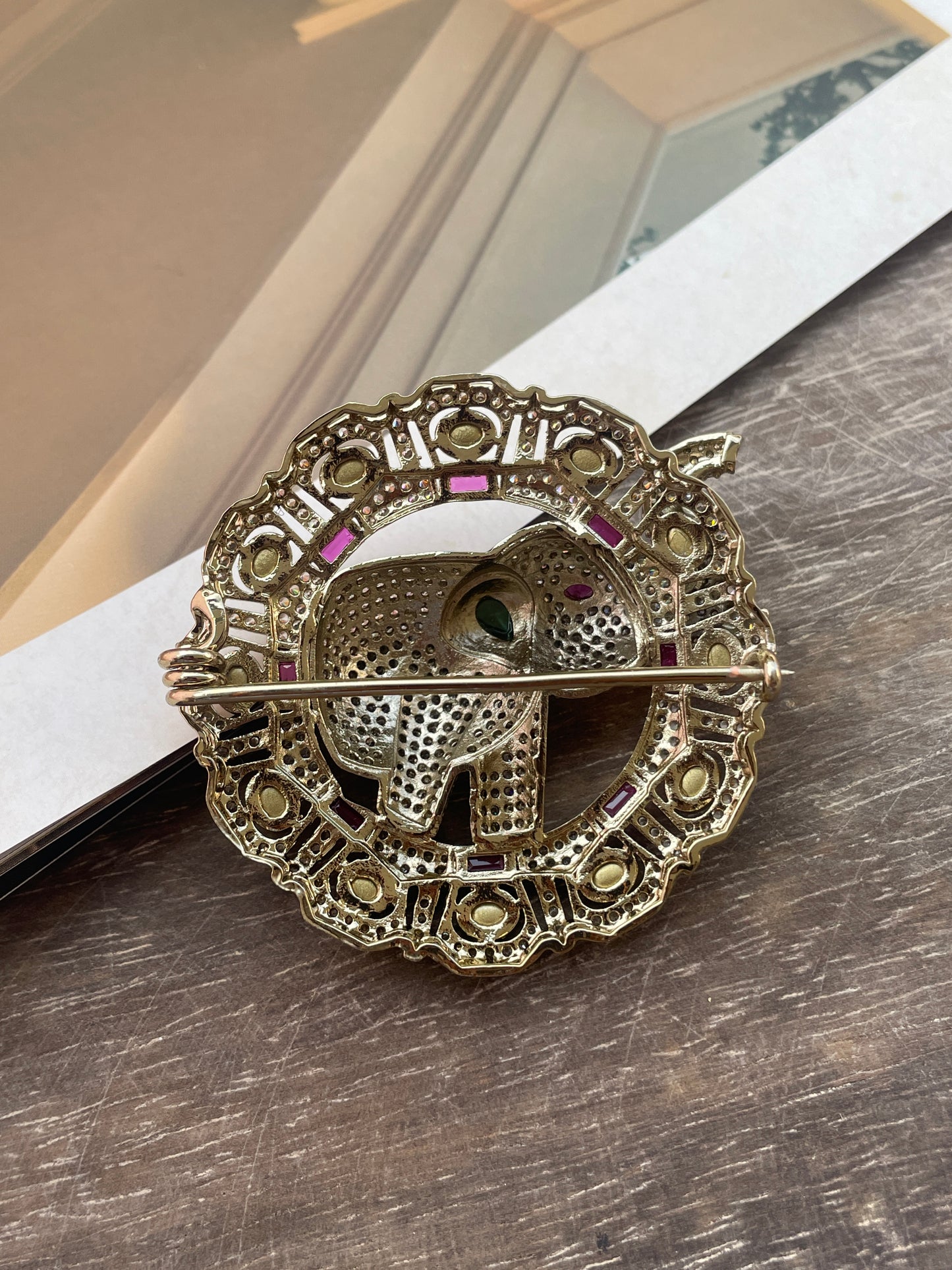 Gajraj Ruby Zircon Brooch