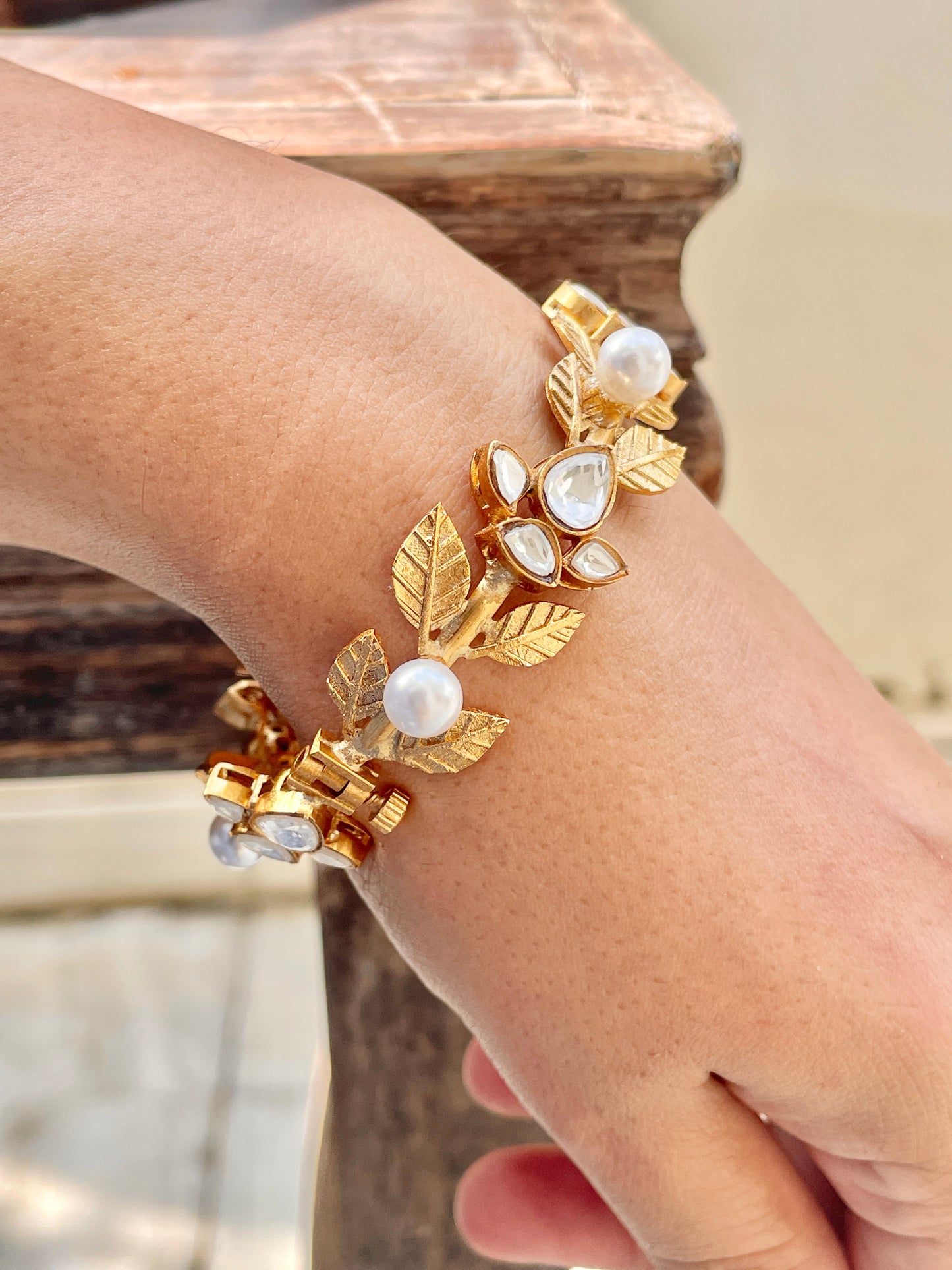 Auralis Polki and Pearl Bracelet