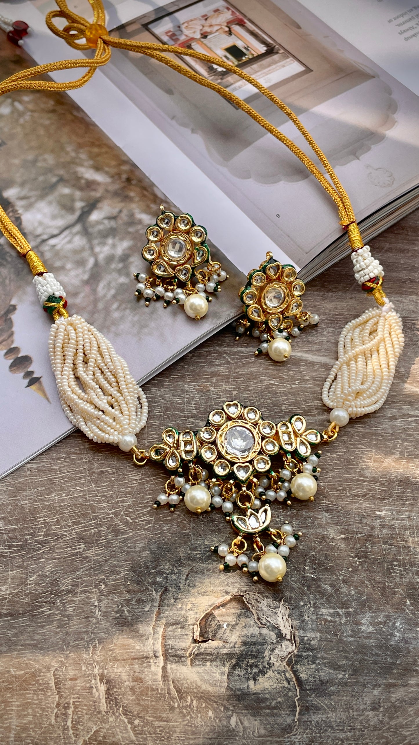 Mukti Kundan and Pearl Necklace Set
