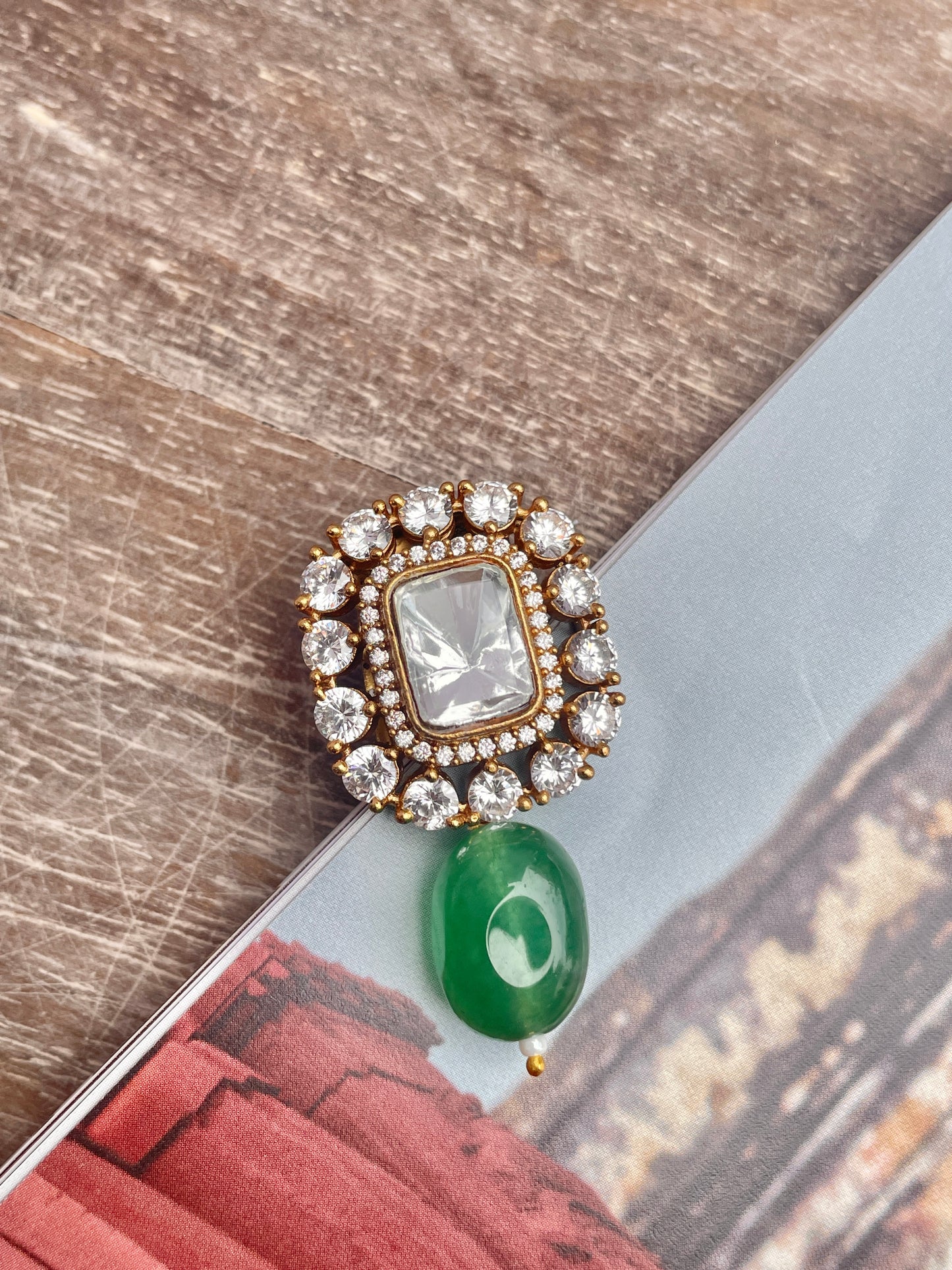 Emera Polki and Emerald Hair Clip