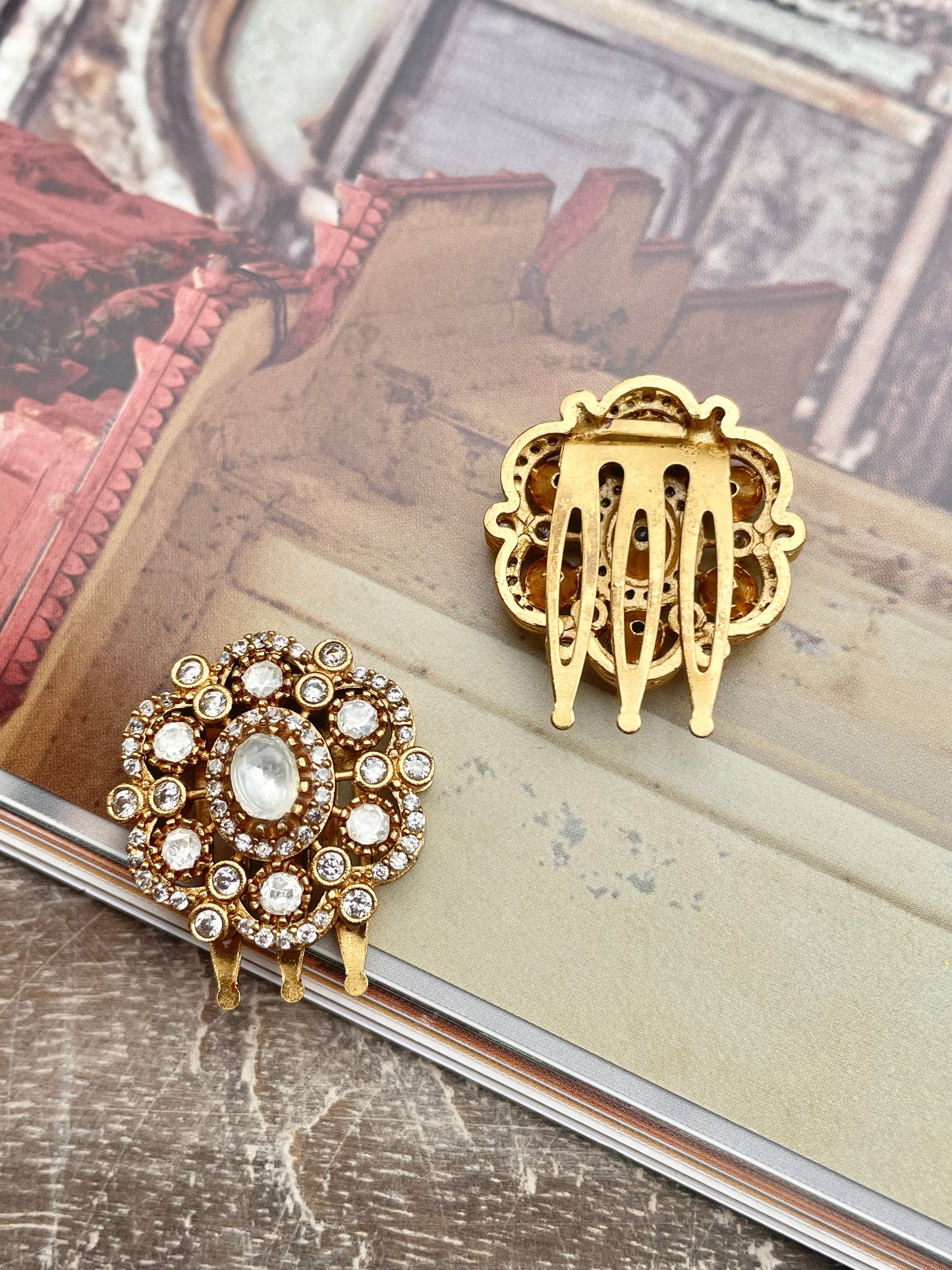 Suhani Polki and Zircon Hair Clip Set of 2