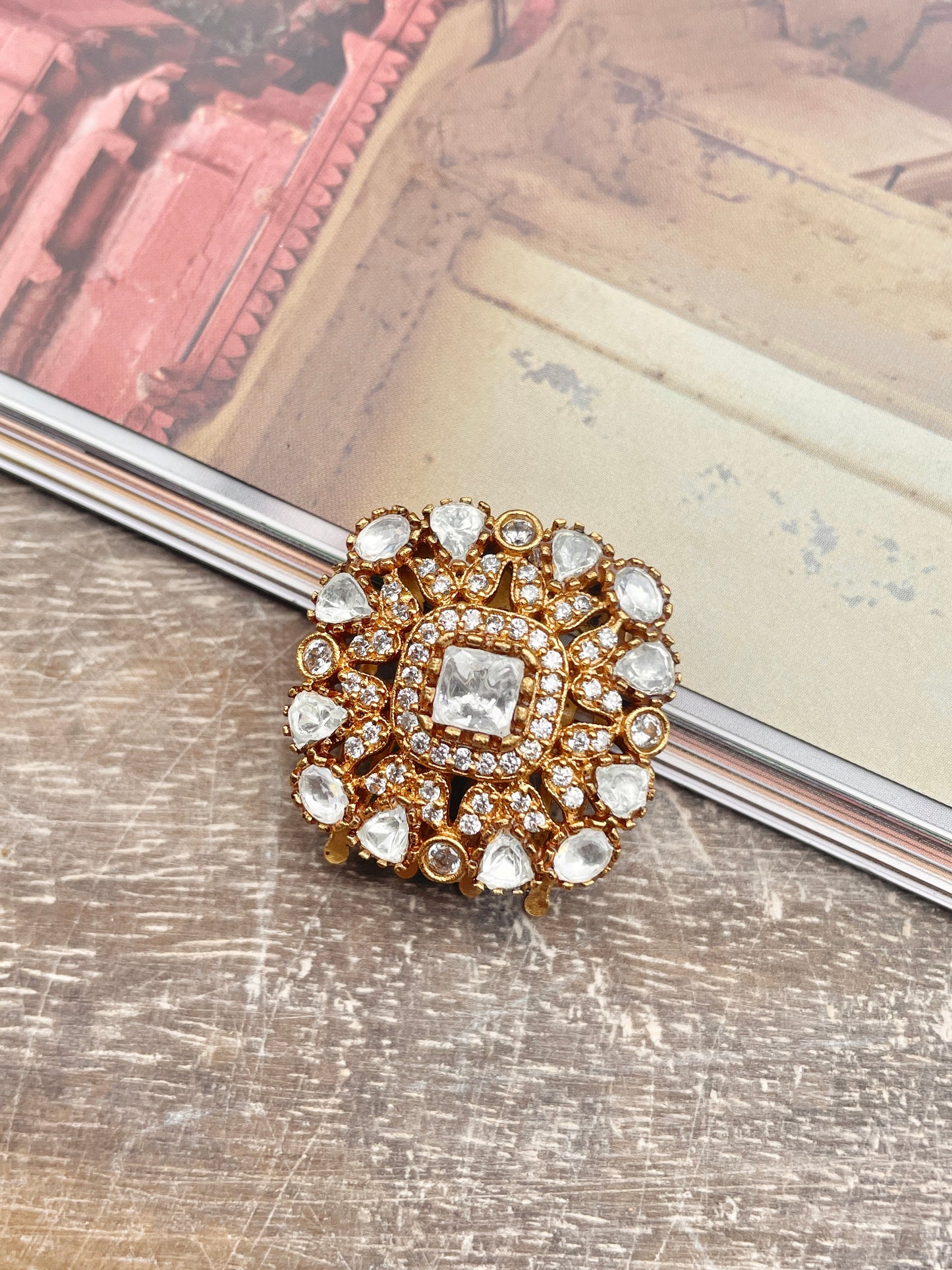 Zyra Polki and Zircon Hair Clip Set of 2
