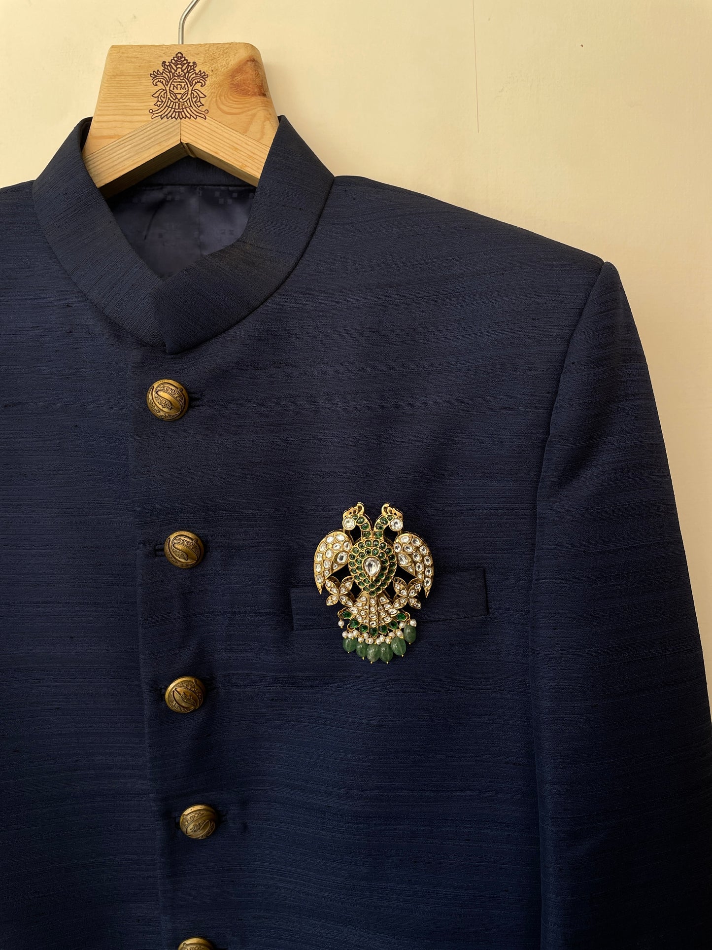 Rajhans Peacock Polki Brooch