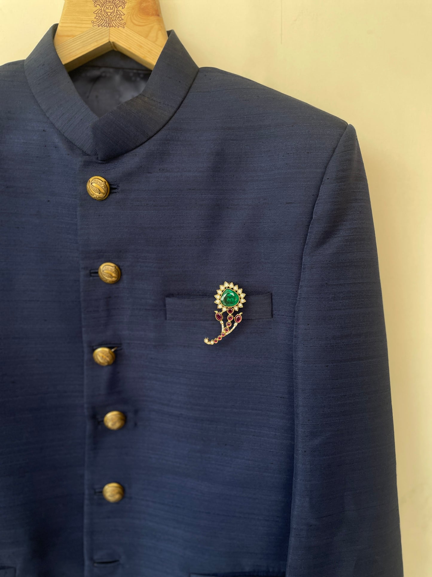 Patraj Emerald and Ruby Polki Brooch ( Single )