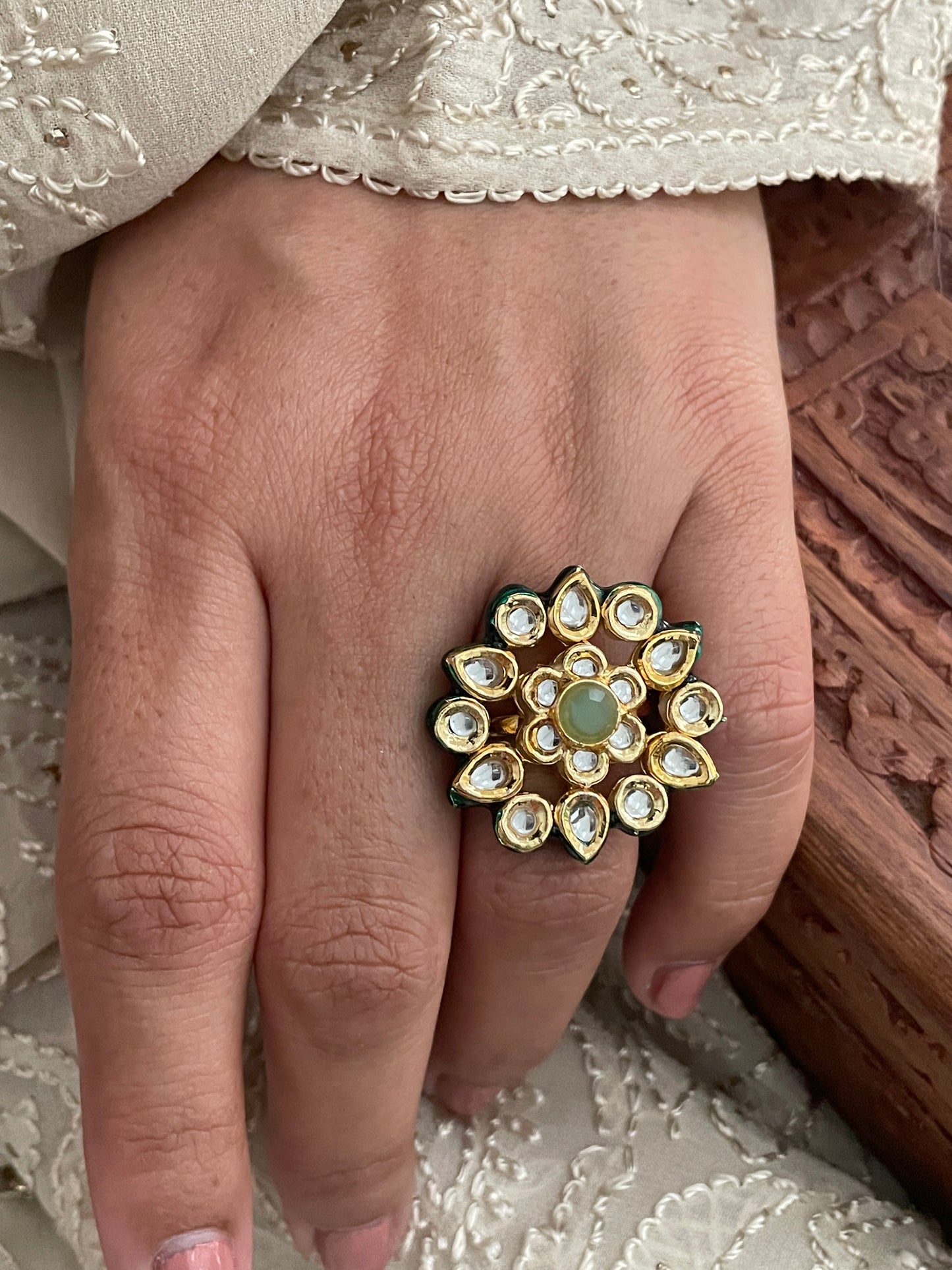 Rooh Kundan Adjustable Ring