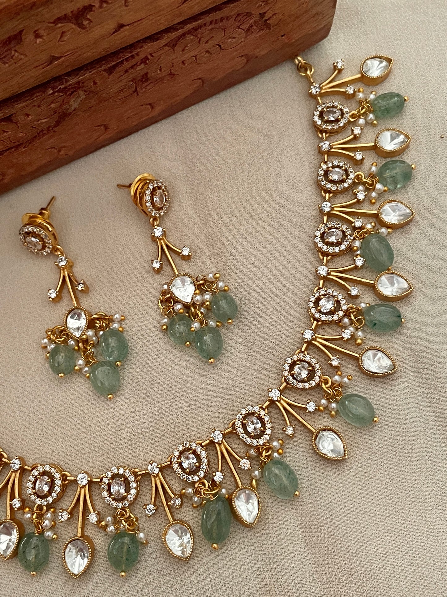 Savera Polki and Jade Necklace Set