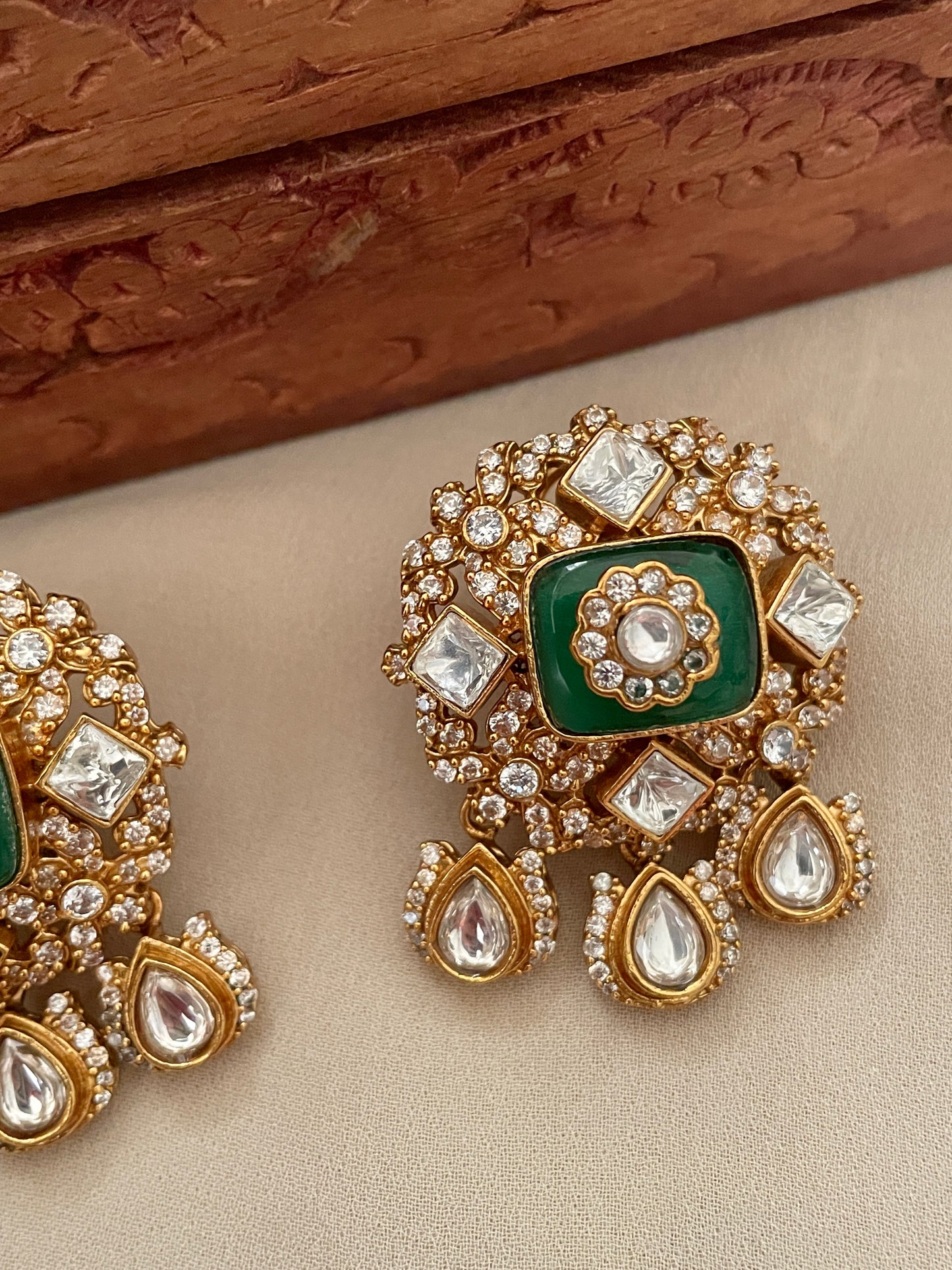 Surabhi Polki and Emerald Studs