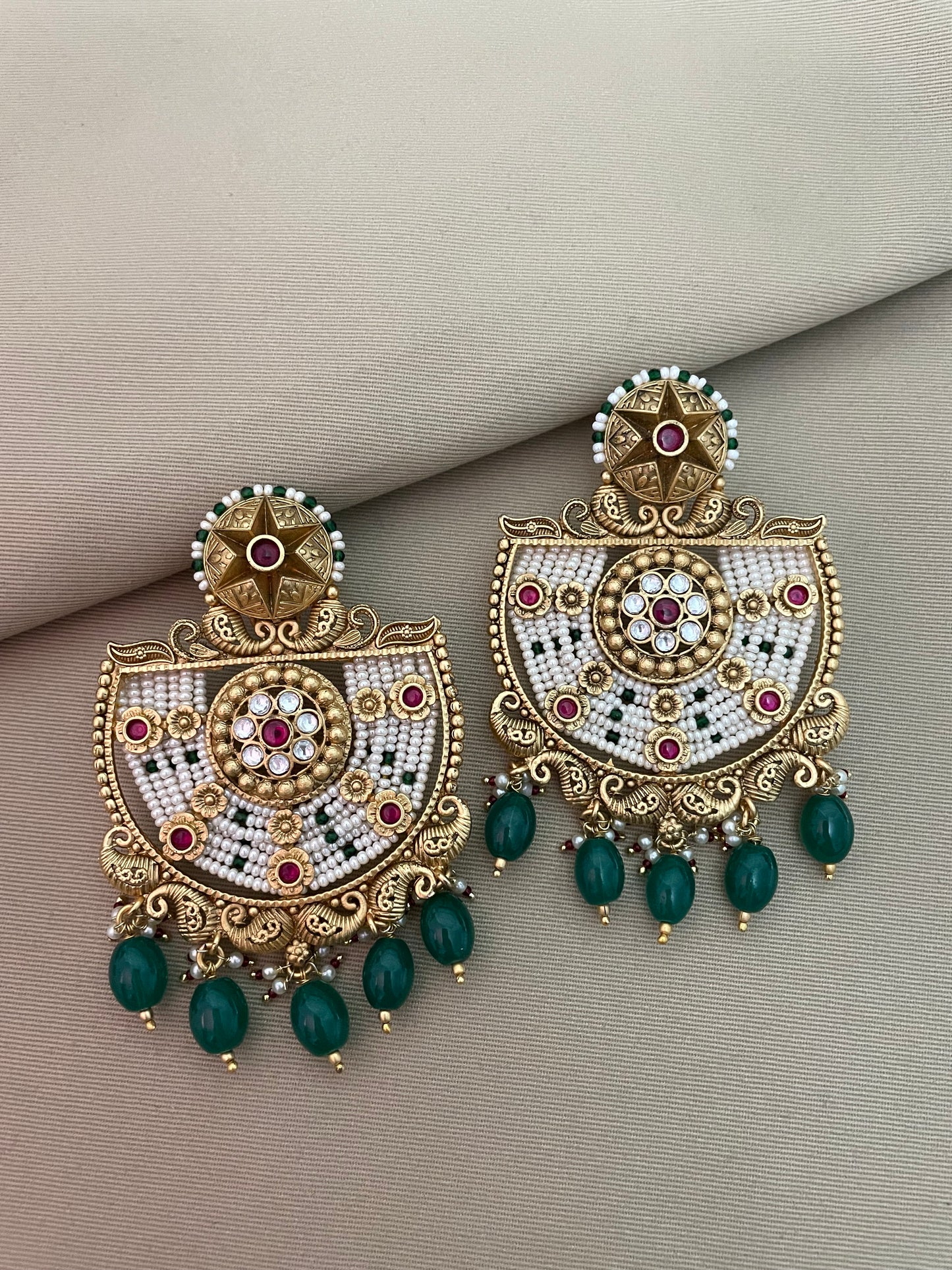 Gayatri Antique Statement Gold Finish Dangler Earrings