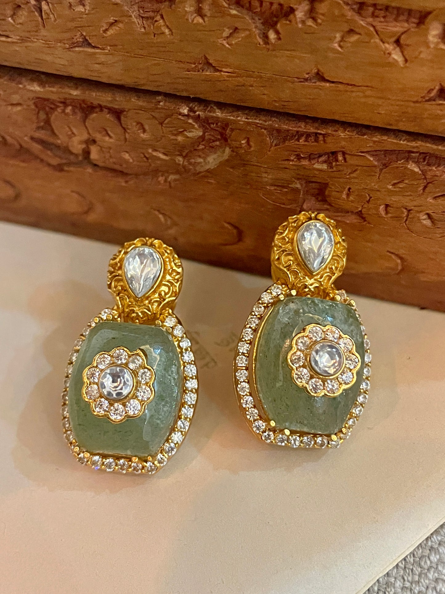Jade Polki Stud Earrings