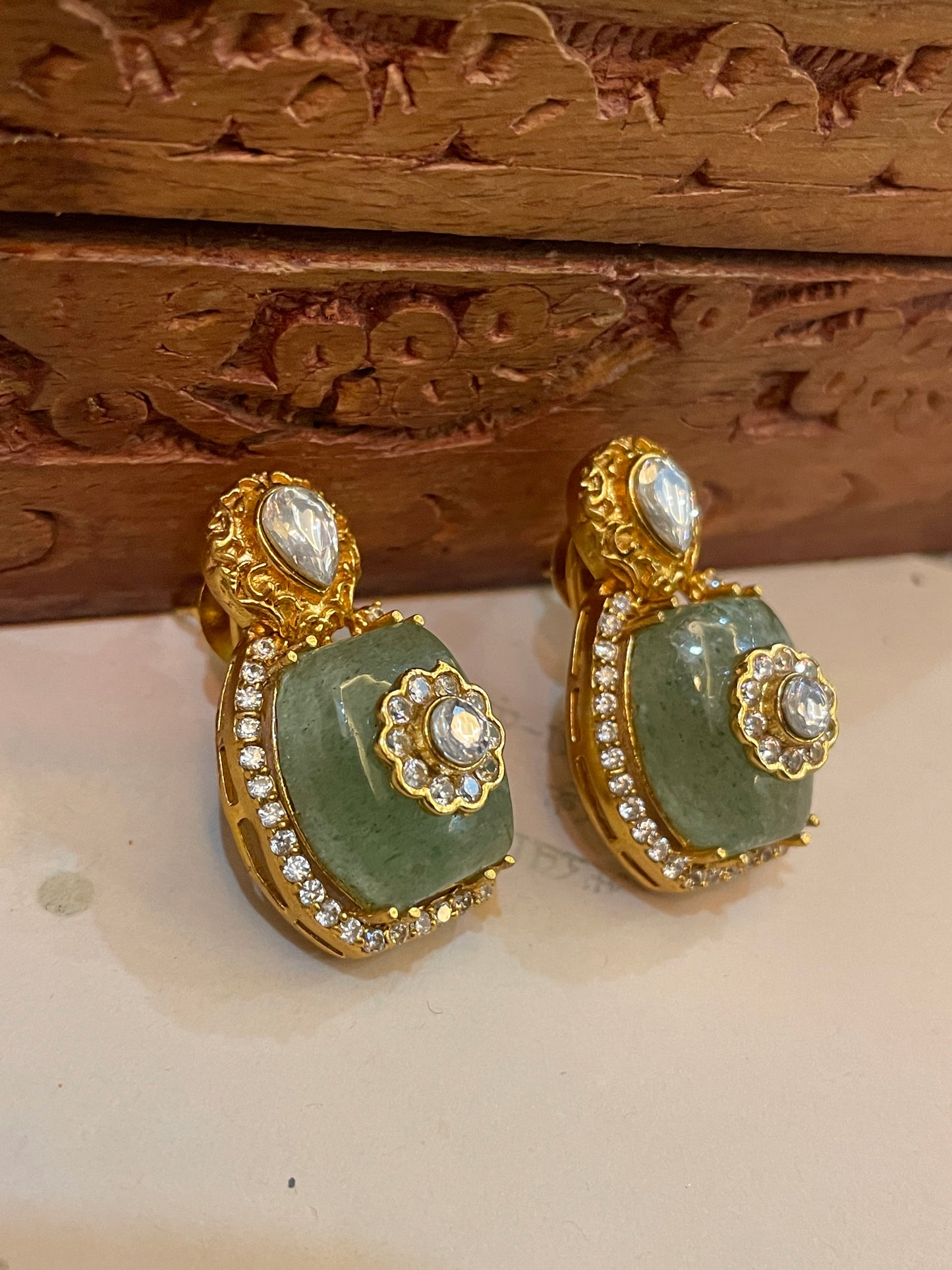Jade Polki Stud Earrings