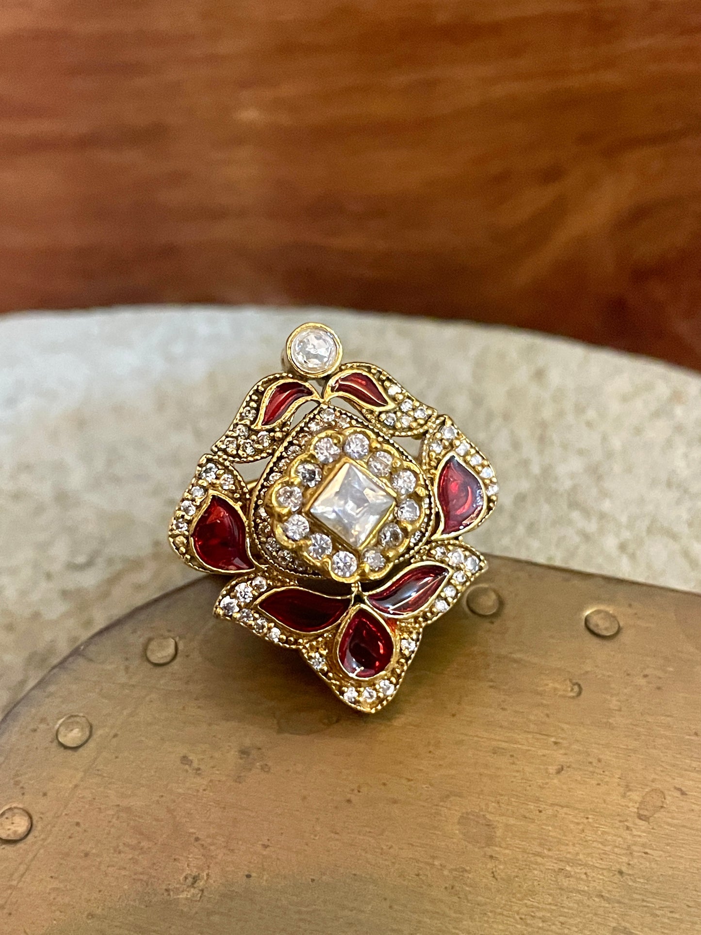 Rasha Red Meenakaari Ring