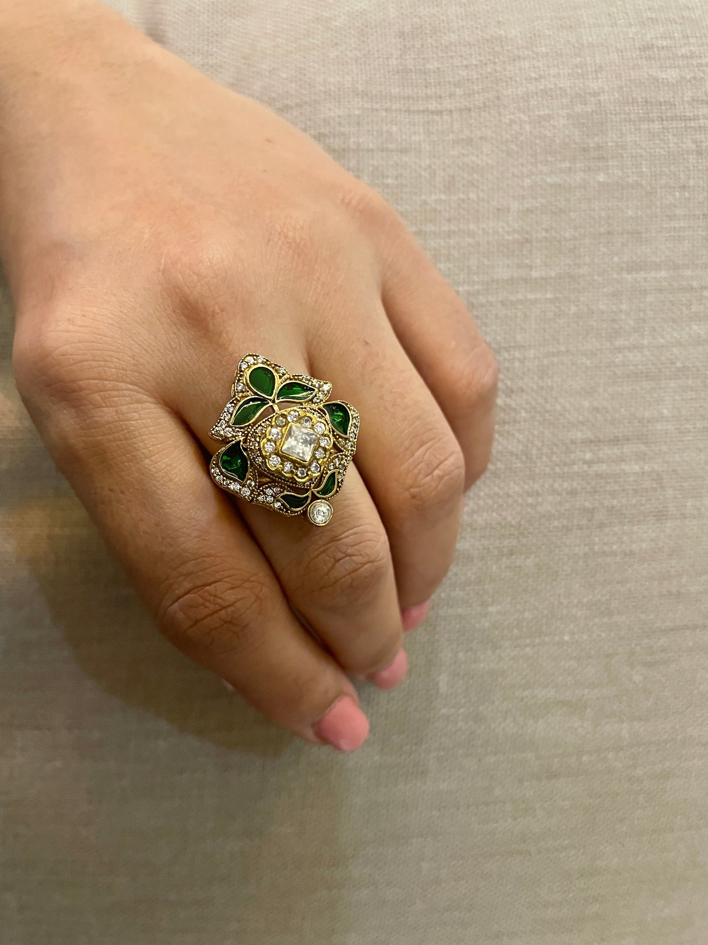 Rasha Green Meenakaari Ring